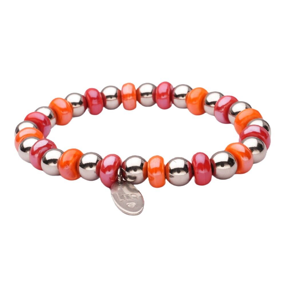 Bracciale LizzyMae in acciaio inossidabile - argento + arancione + rosso