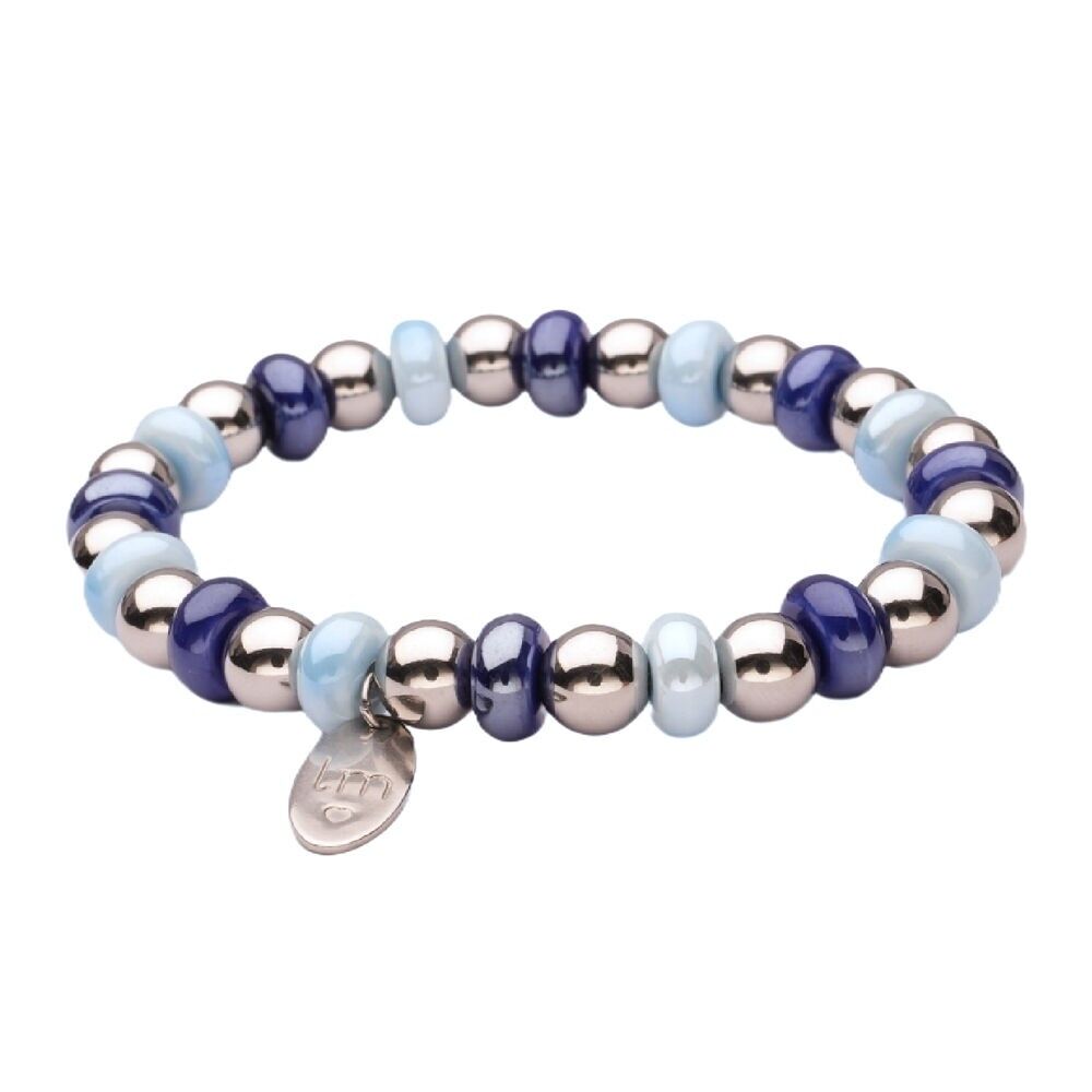 Bracciale LizzyMae in acciaio inossidabile - argento + blu + bianco sporco