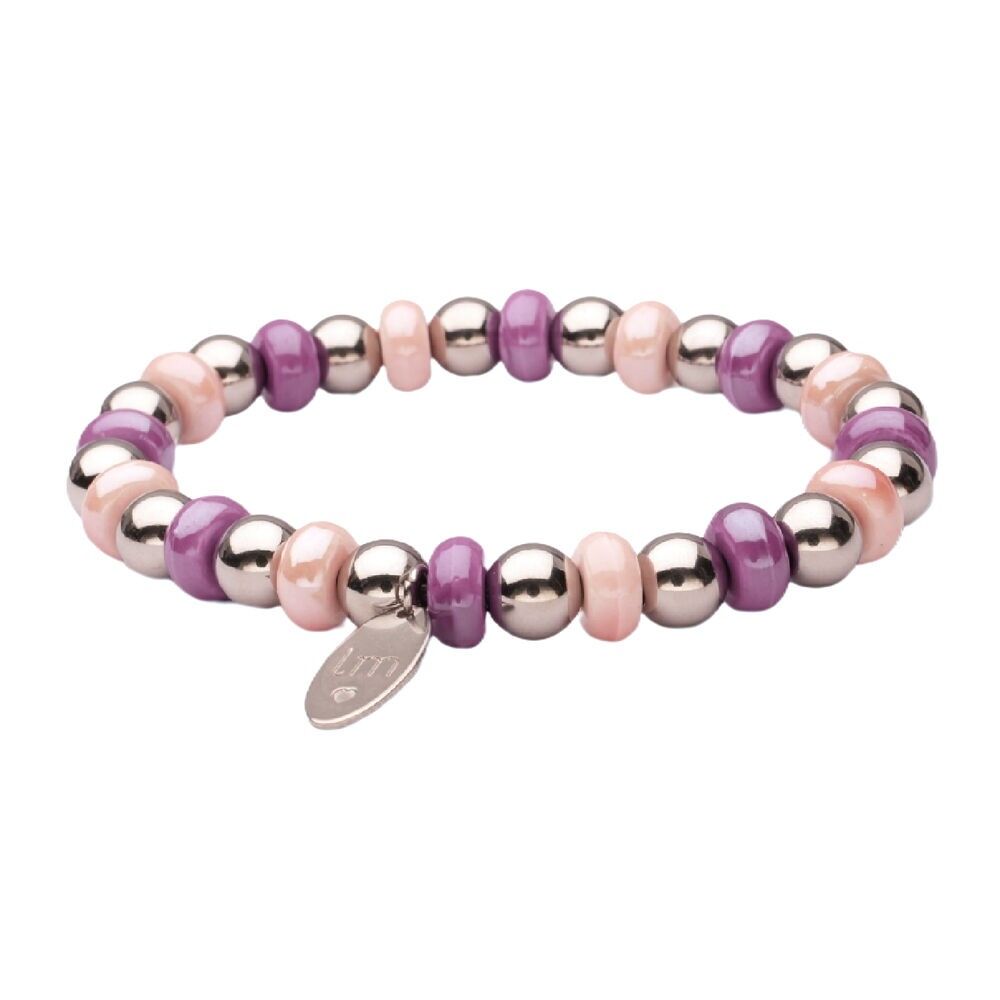 Bracciale LizzyMae in acciaio inossidabile - argento + rosa + viola