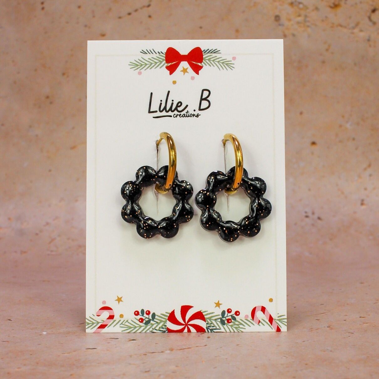 Boucles d'oreilles Pampilles Esmée noir et or