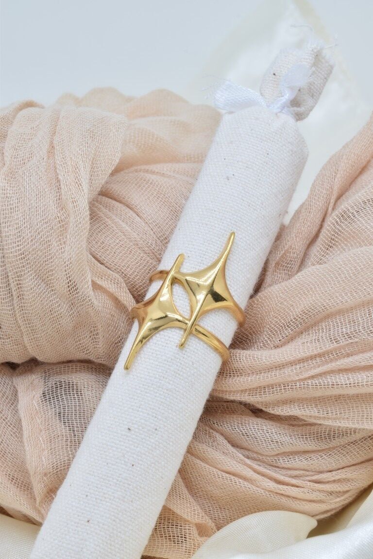 Anello in acciaio inossidabile a doppia stella - BG310260