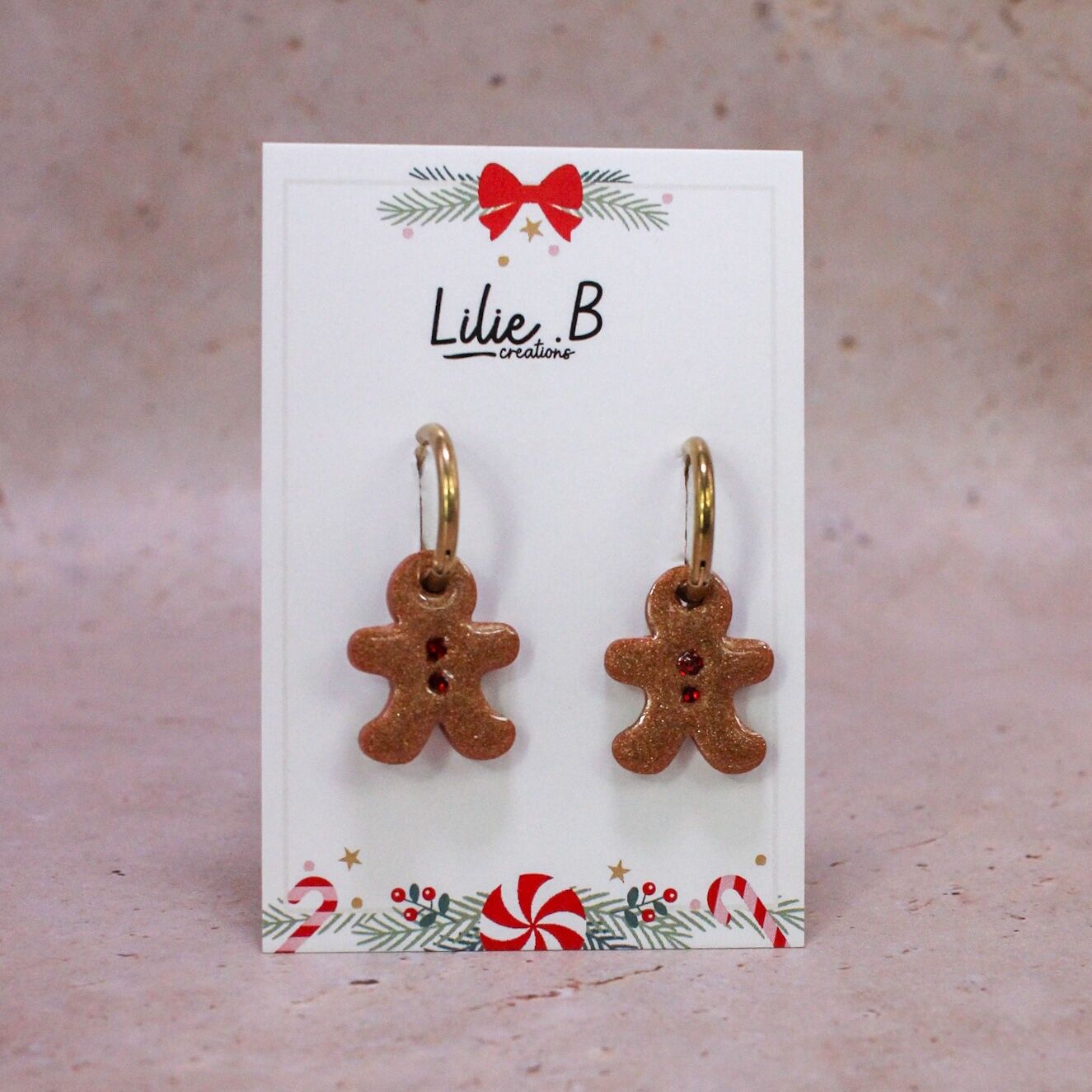 Boucles d'oreilles Pampilles Biscuit Noel
