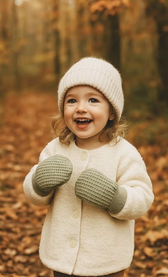 Reversible mittens with drawstring, ages 2-4 years