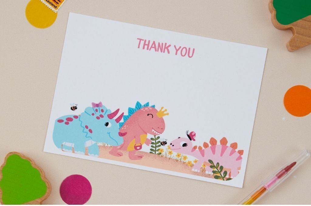 Postkartenset mit 8 Dinosaurier-Dankeskarten