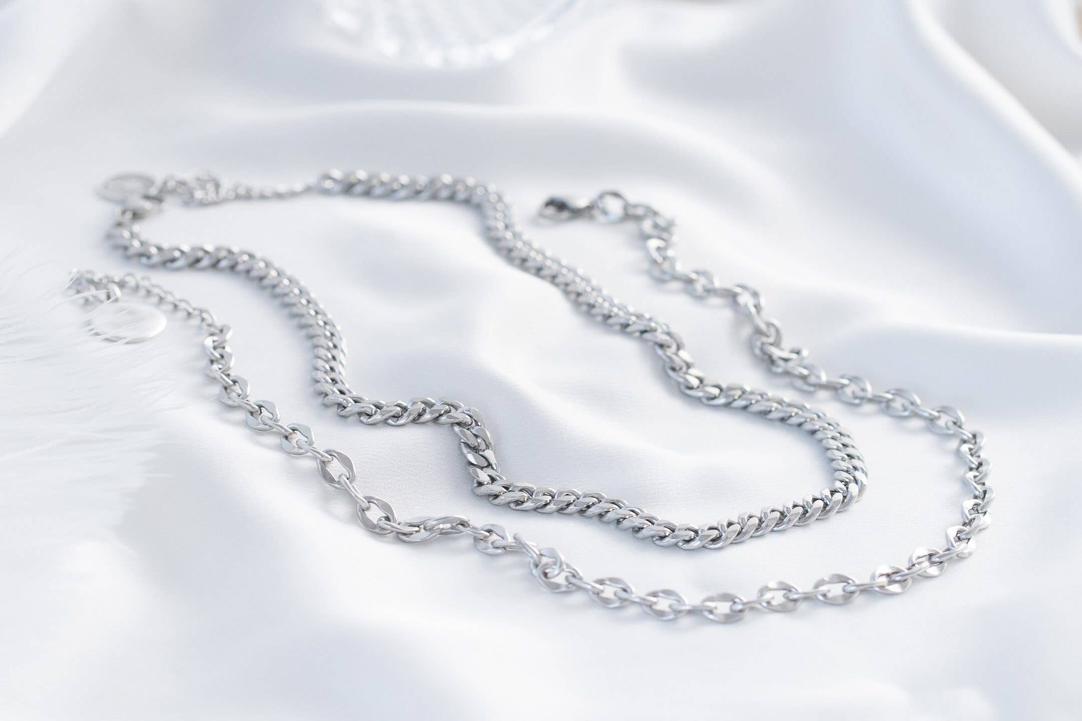 Collane a catena in acciaio argentato