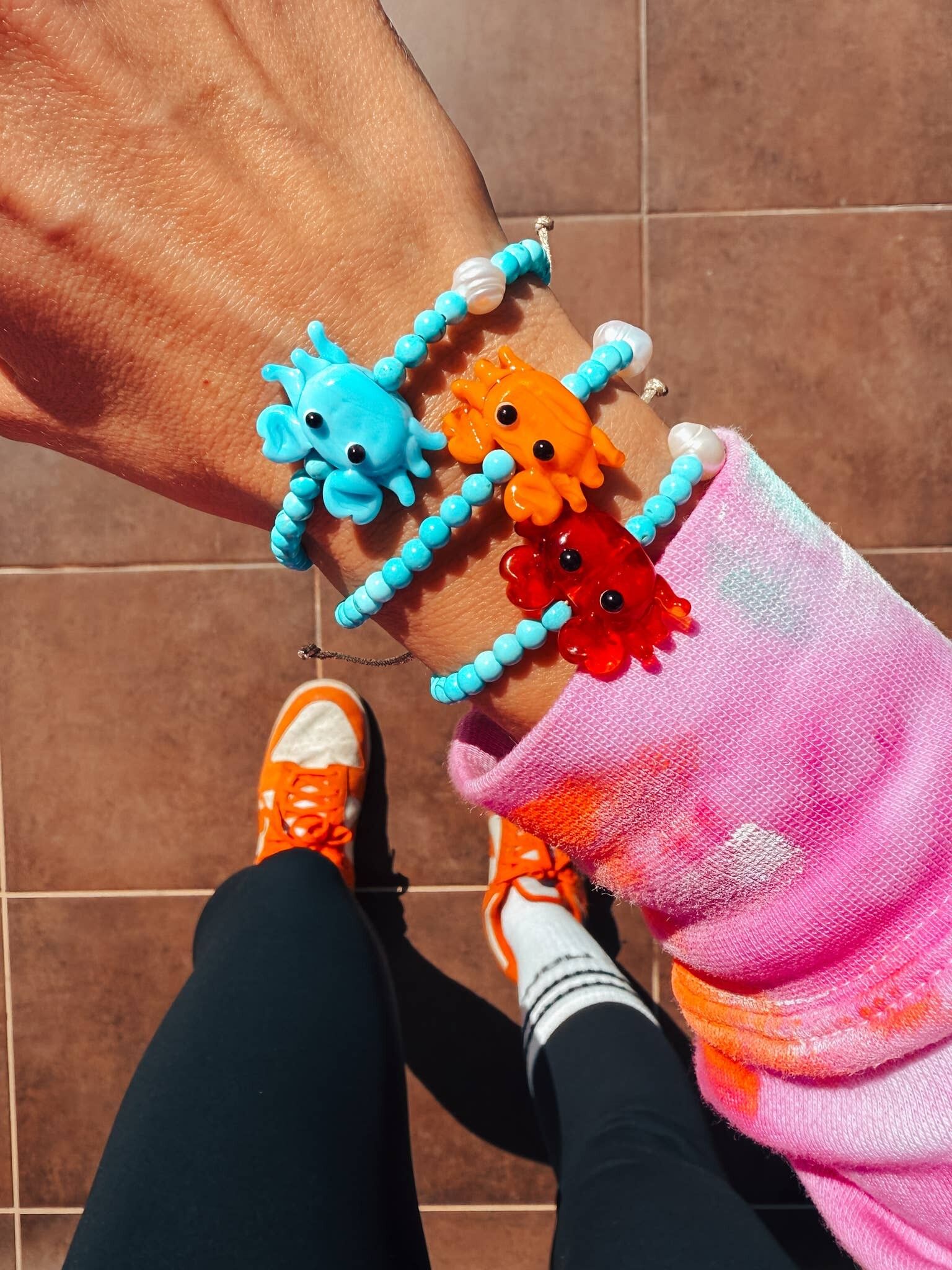 Bracciale turchese con granchio esotico colorato