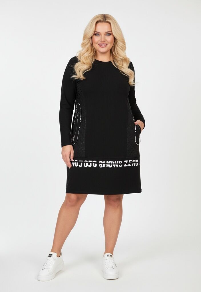 Robe molletonné noir grande taille (C6585)