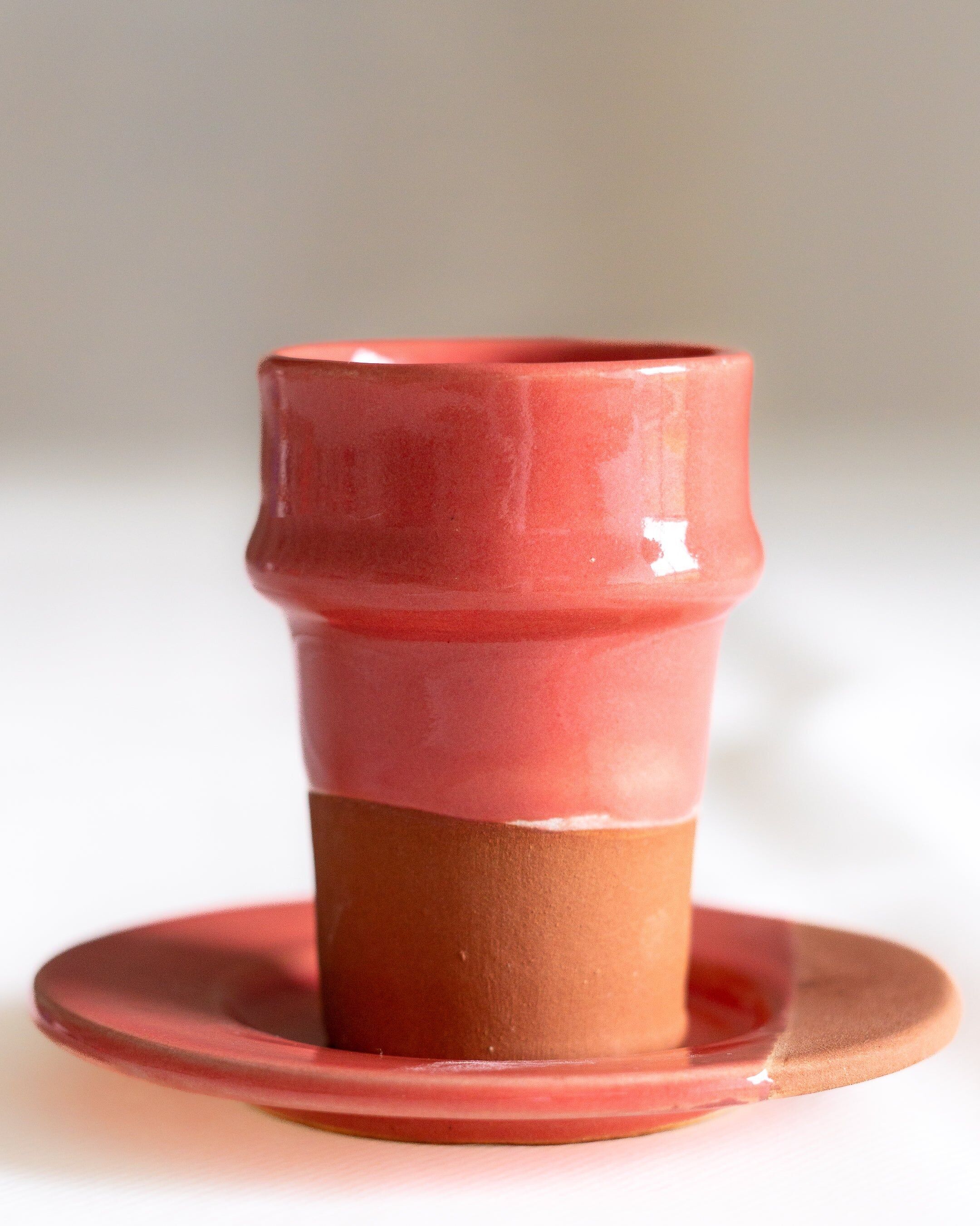 Beldi handcrafted salmon coral coffee cup