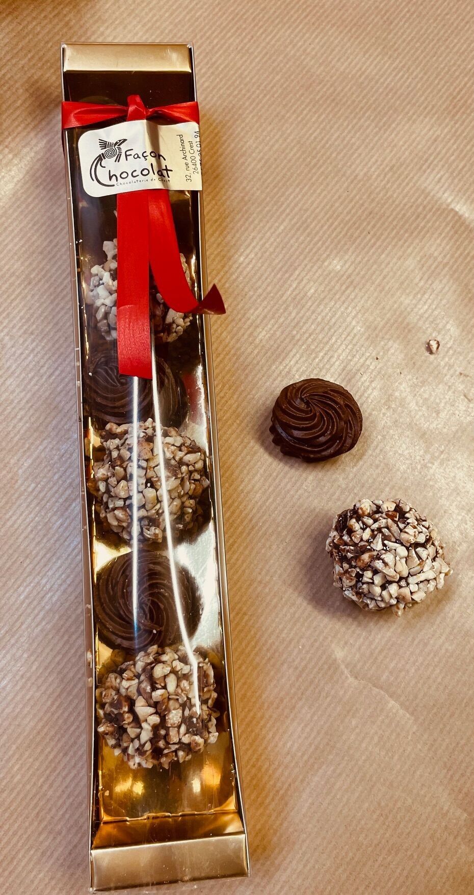 Assortment of hazelnut and almond praline bites, Organic/Vegan