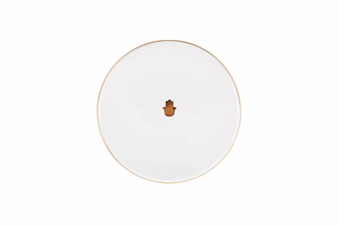 Plato hondo marroquí blanco y turquesa, 20cm