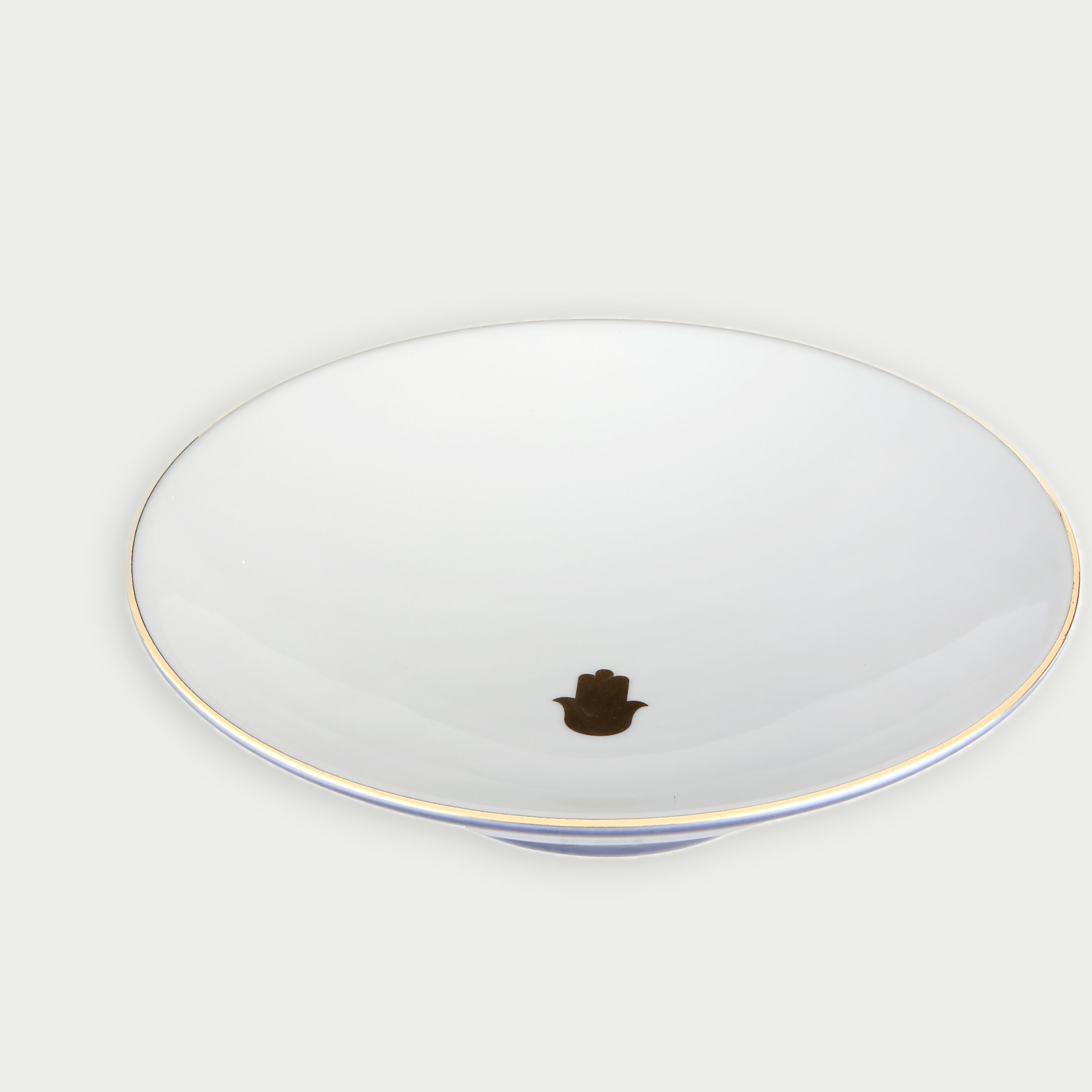 Plato hondo marroquí blanco y azul marino, 20cm