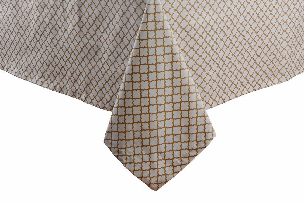 Moroccan ecru tablecloth with gold patterns, 175 x 260