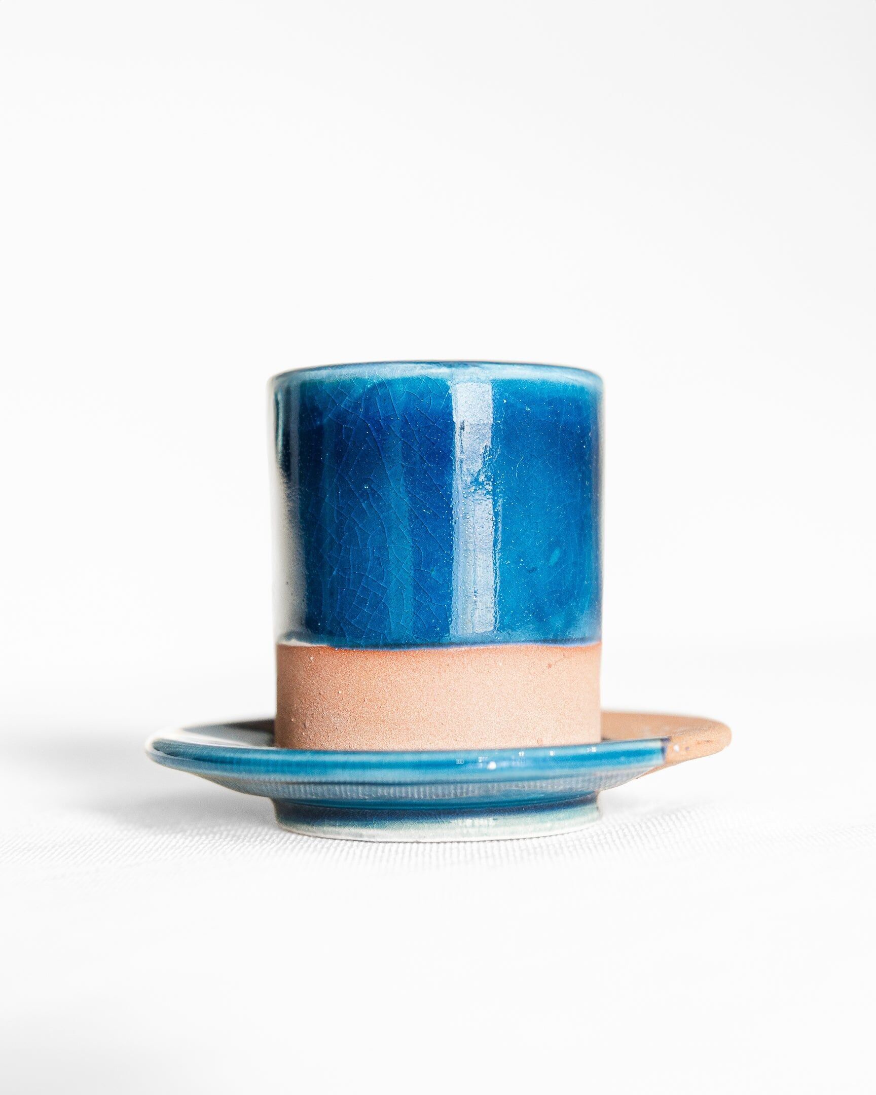 Taza de café de terracota azul cobalto, 6 cm