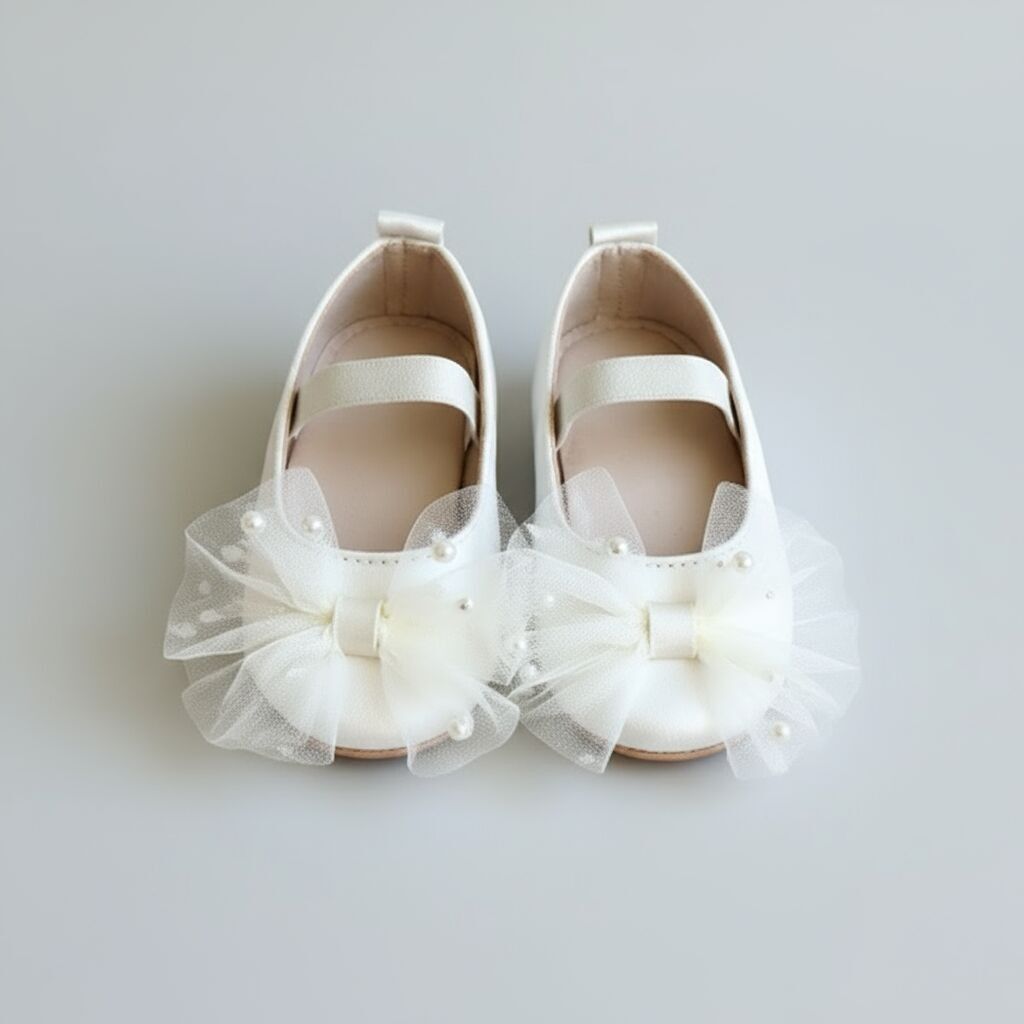 Ivory satin baby booties