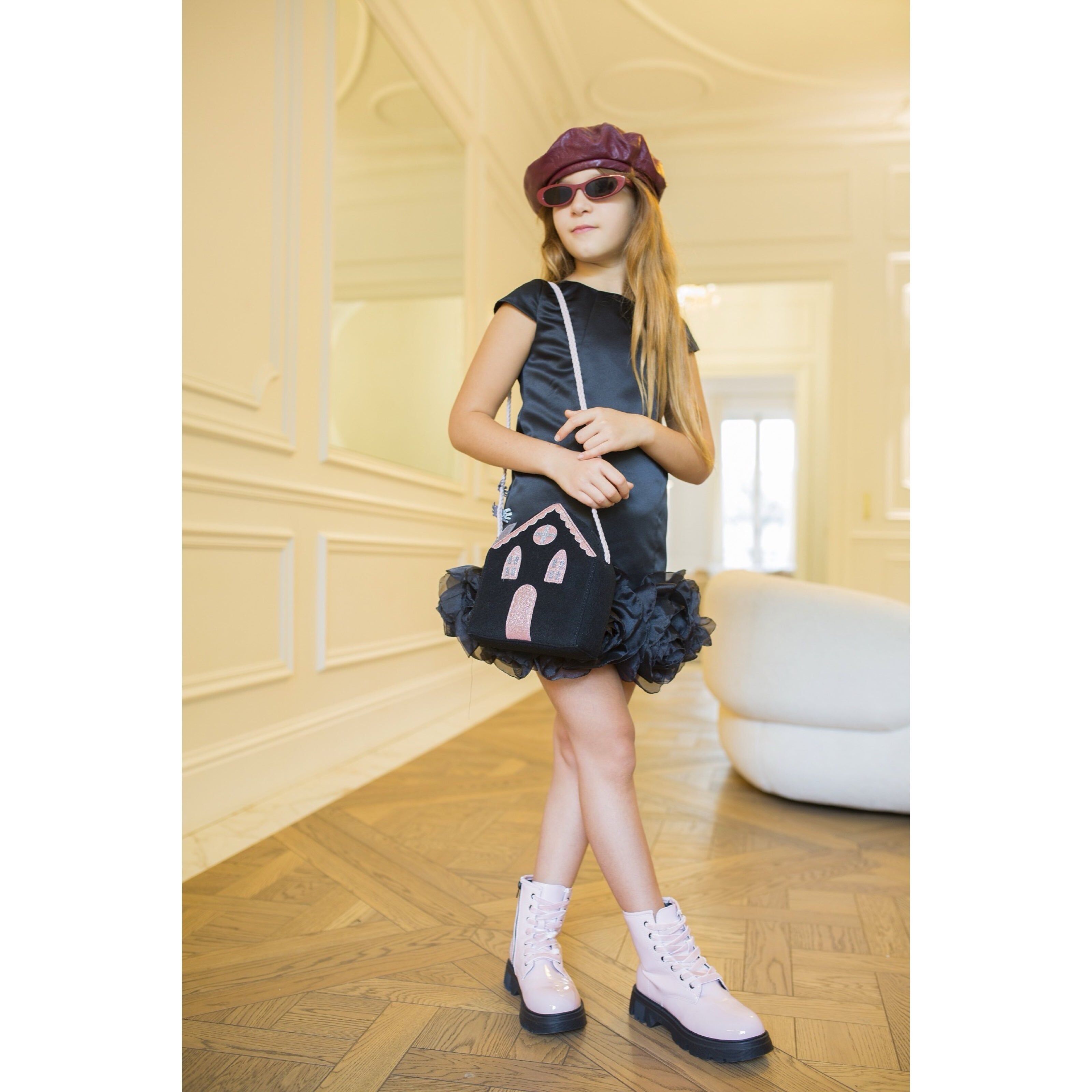 Hannah Black Satin Dress