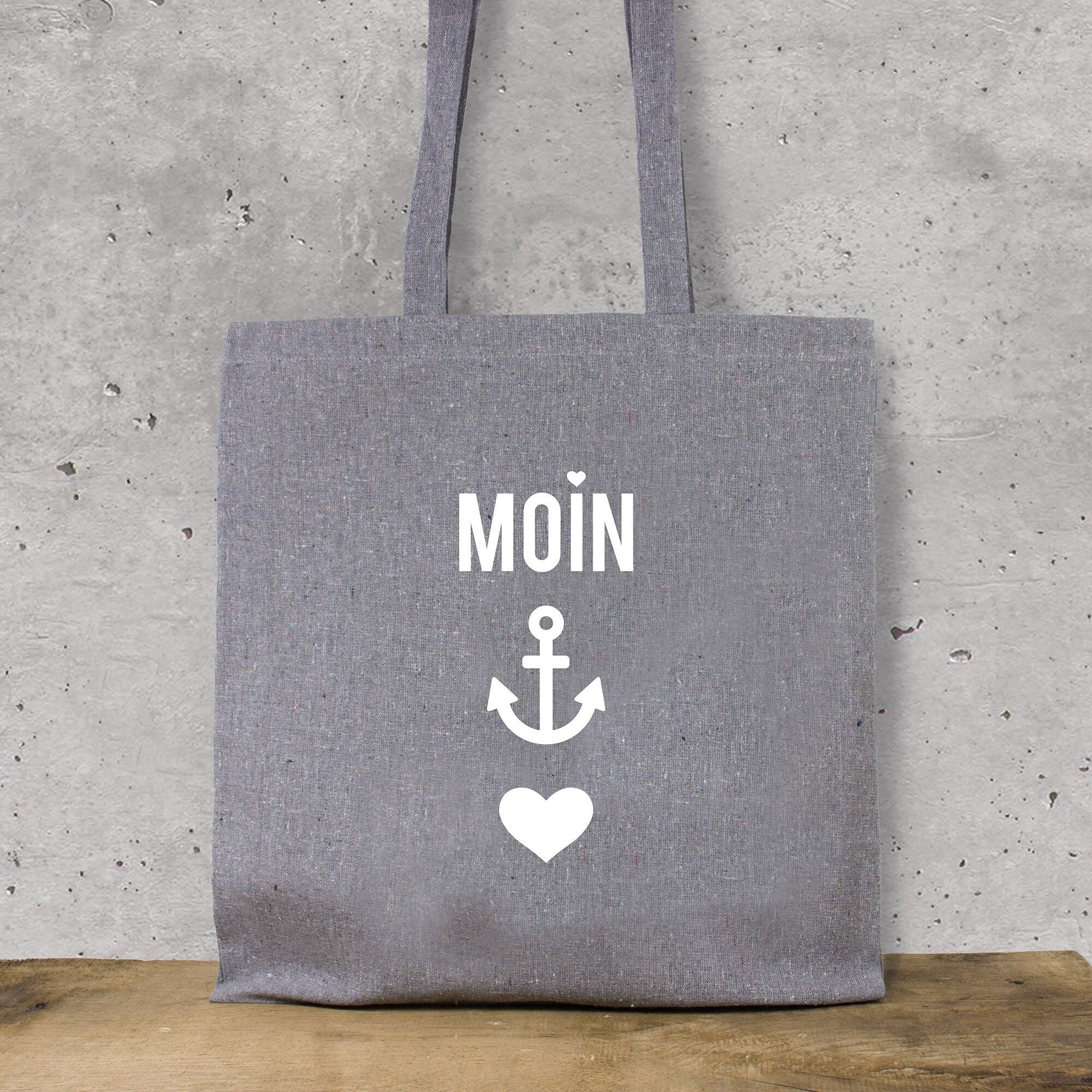 Baumwollbeutel "Moin-Anker-Herz" aus recycelter Baumwolle