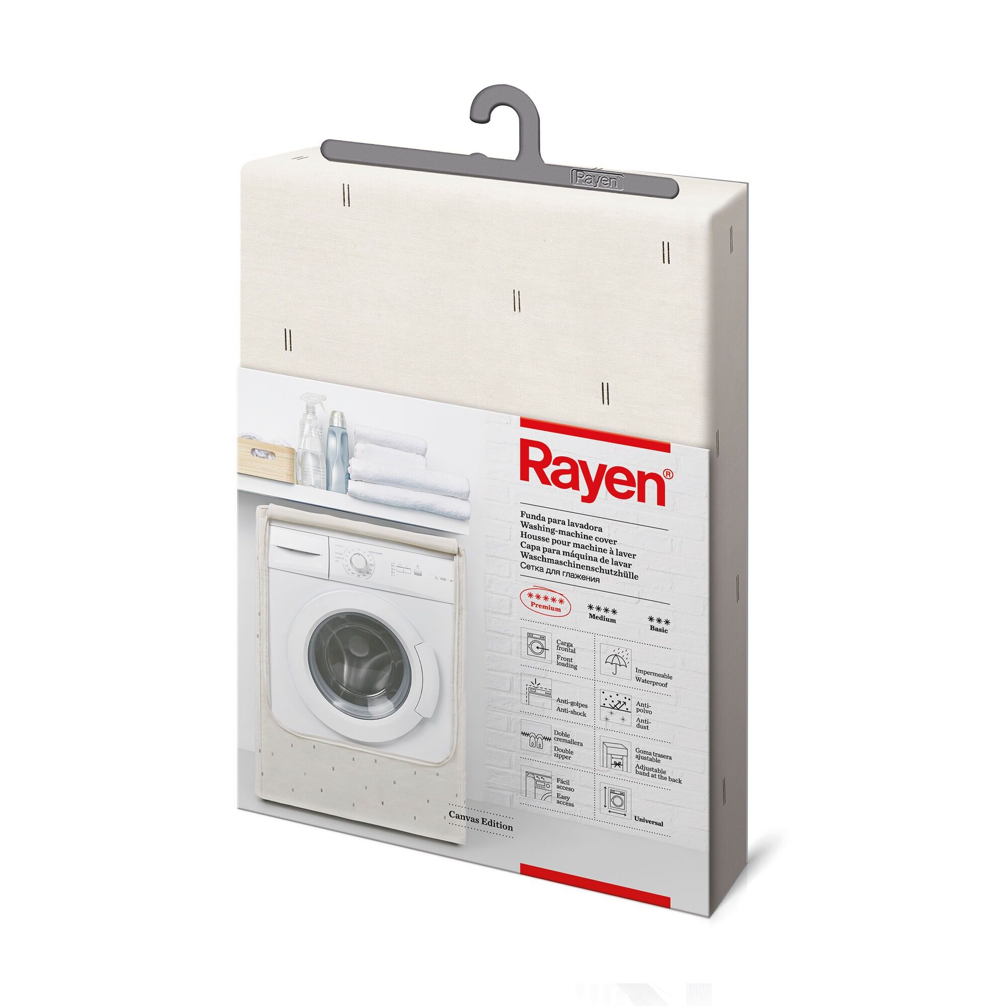 Rayen | Édition Toile | Housse pour machine à laver | Convient aux lave-linge et sèche-linge | 84 x 60 x 60 cm