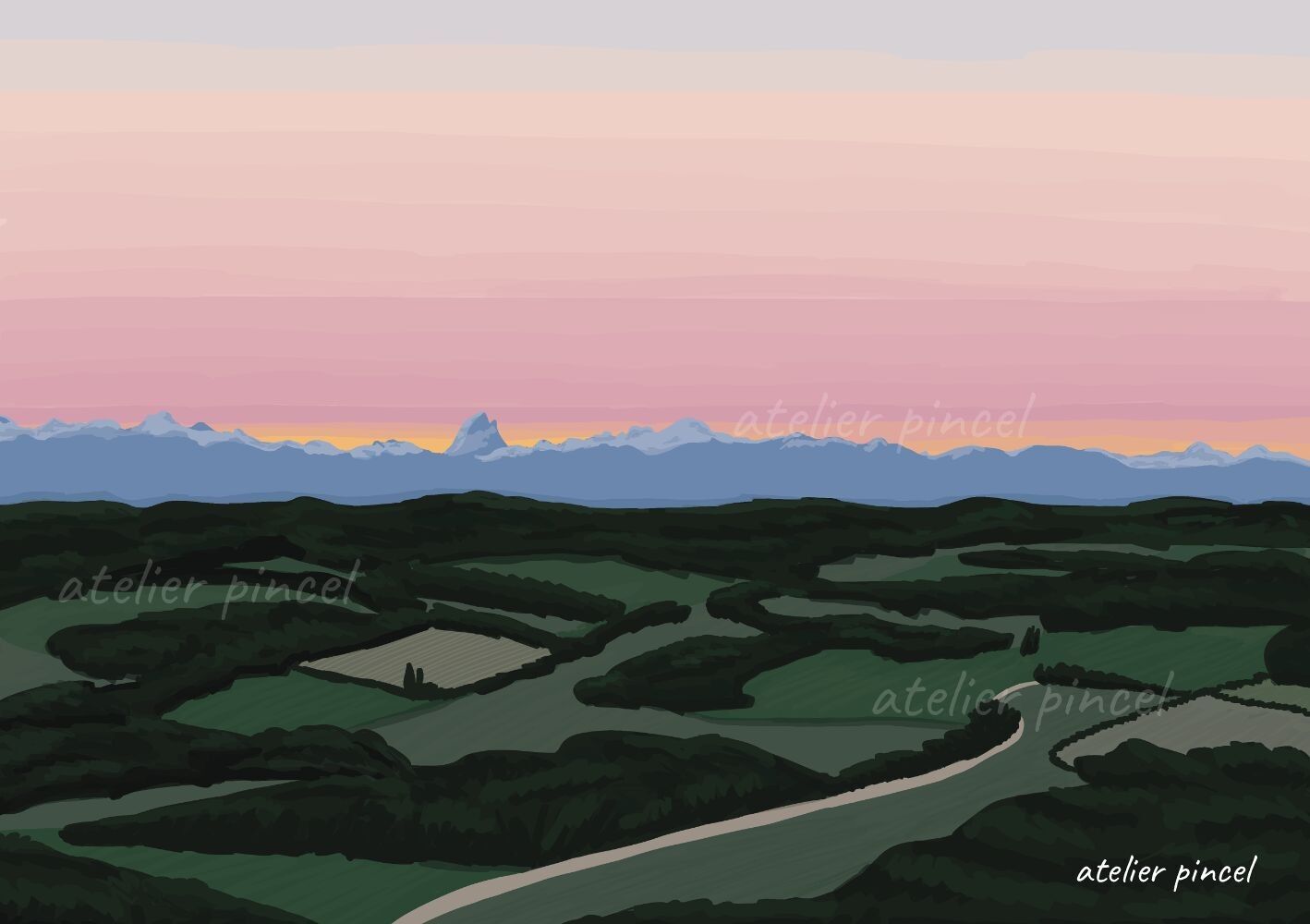 Postkarte – Pyrenäen und Gabas-Tal – Landes – Südwesten