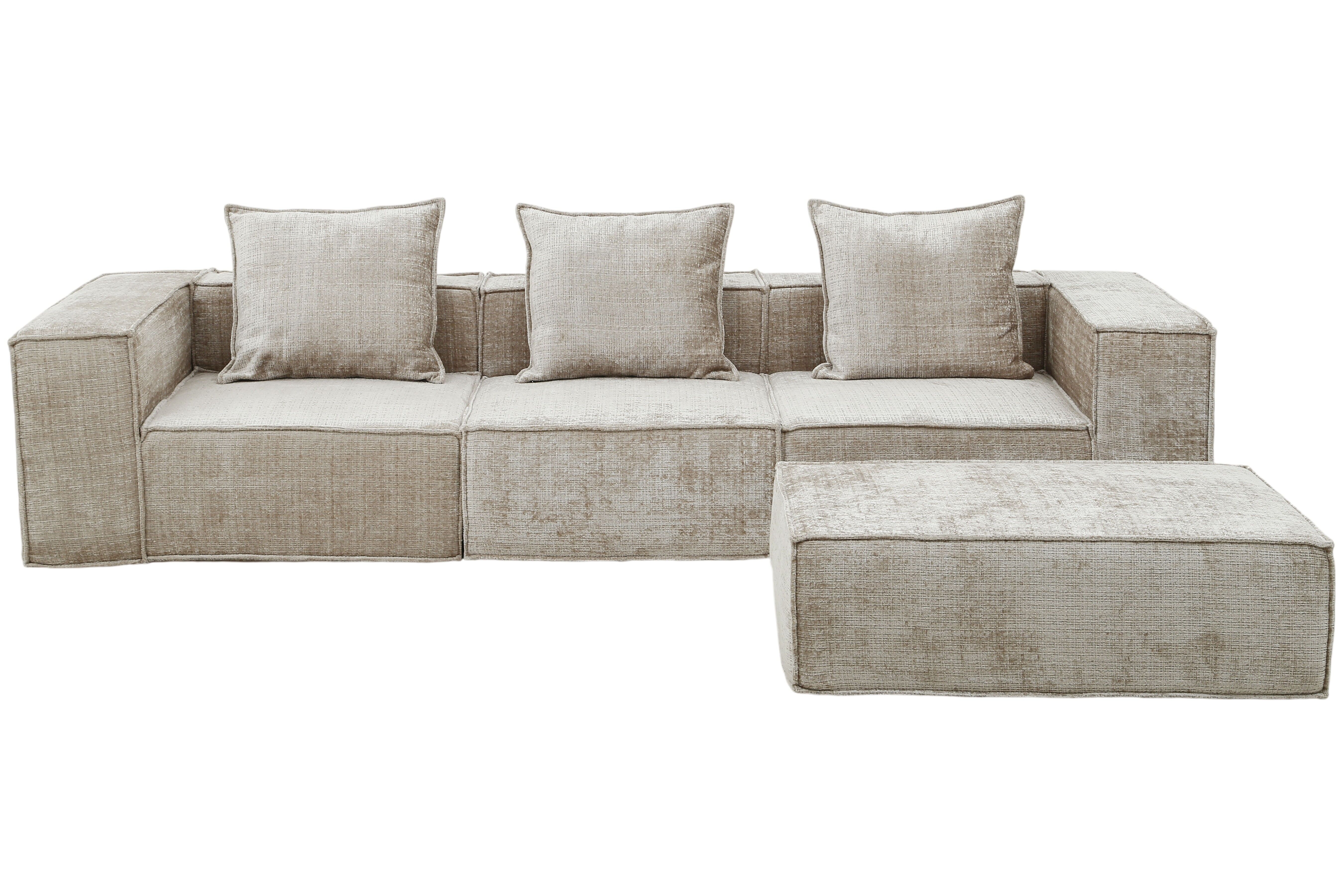 Boneless Sofa Nomad Three Seater + Ottoman Cream - by Pole to Pole