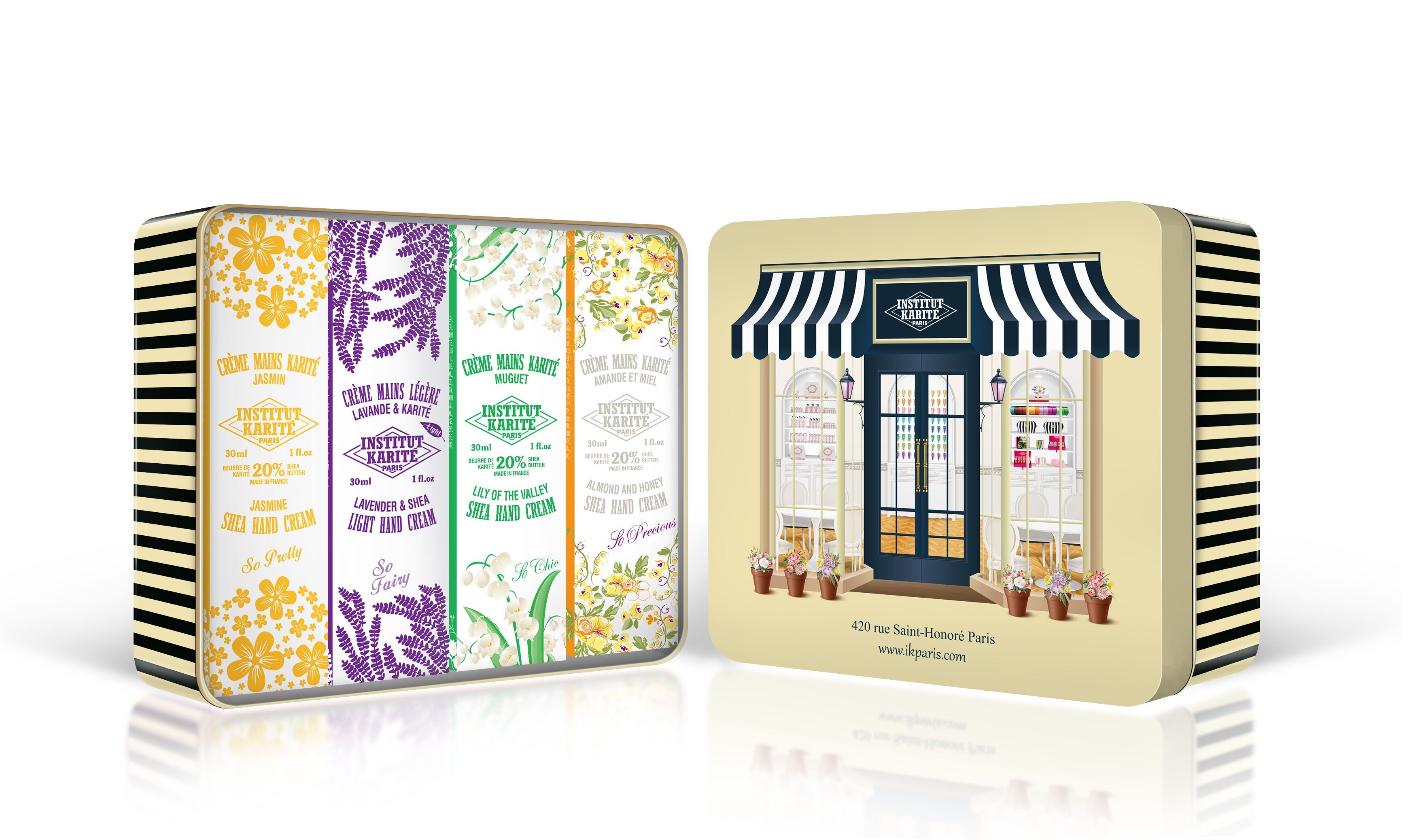 IKP SHOP Confezione regalo in metallo - 4 creme per le mani da 30 ml