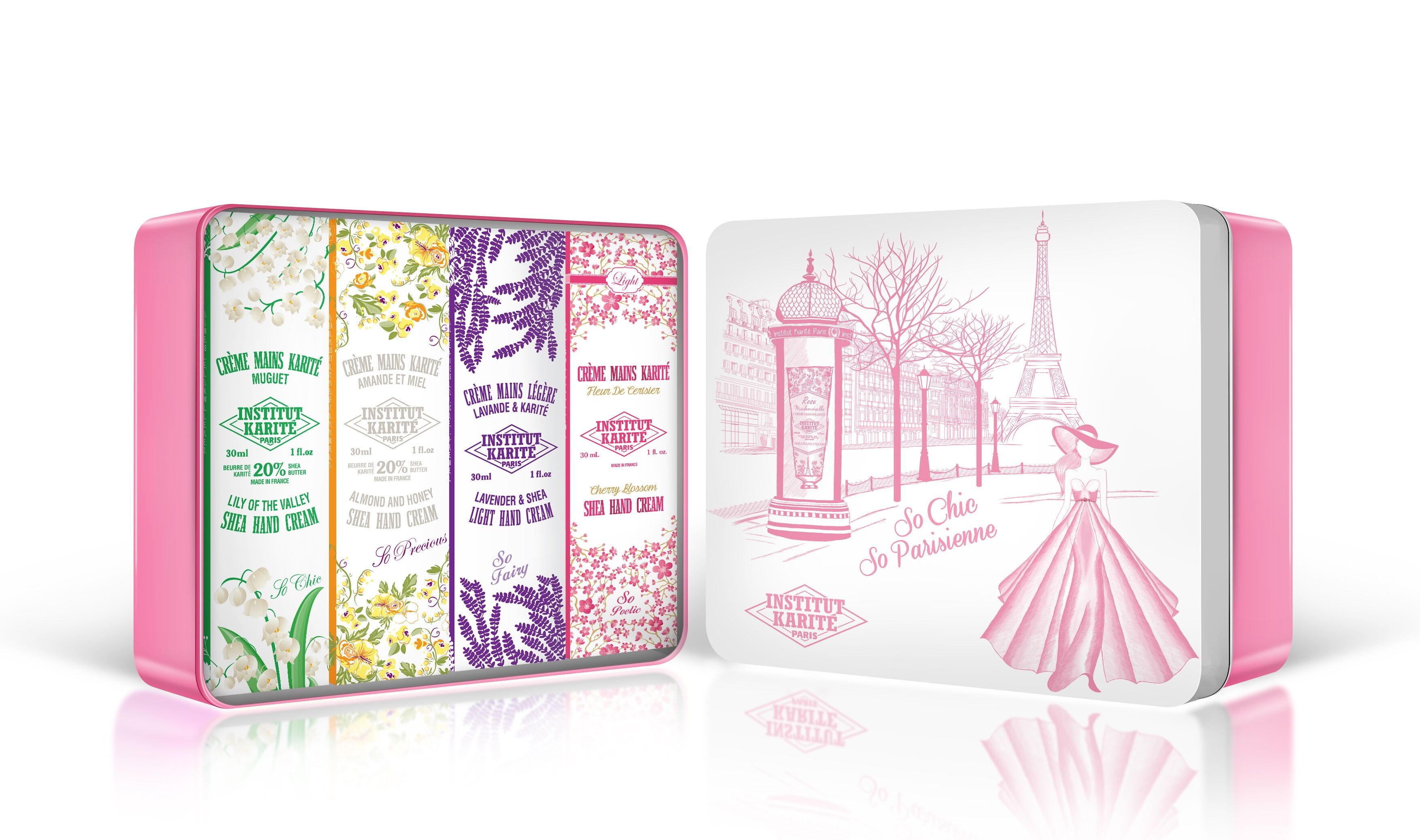 Set regalo Mlle 4 Pink Metal con creme per le mani da 30 ml