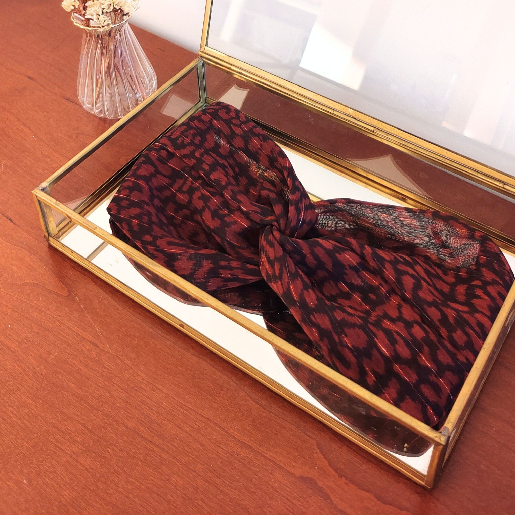 Selma Headband / Black and Brown Leopard Print Polyester