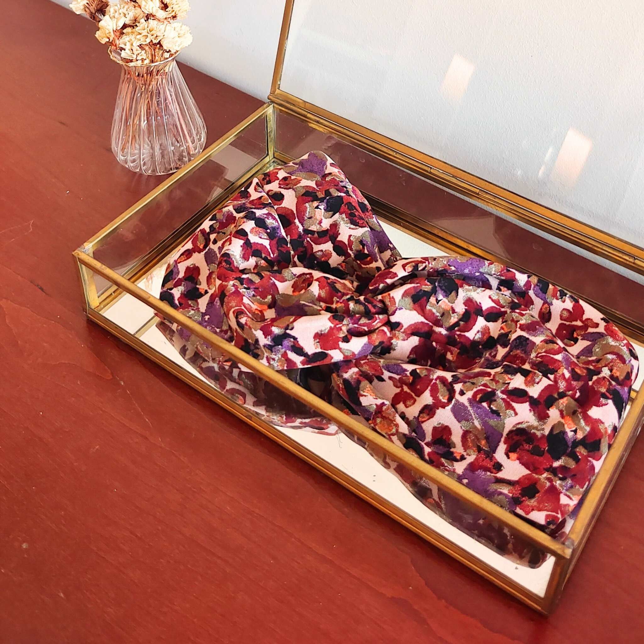 Fascia MIA / stampa viscosa arty ruggine terracotta marrone viola