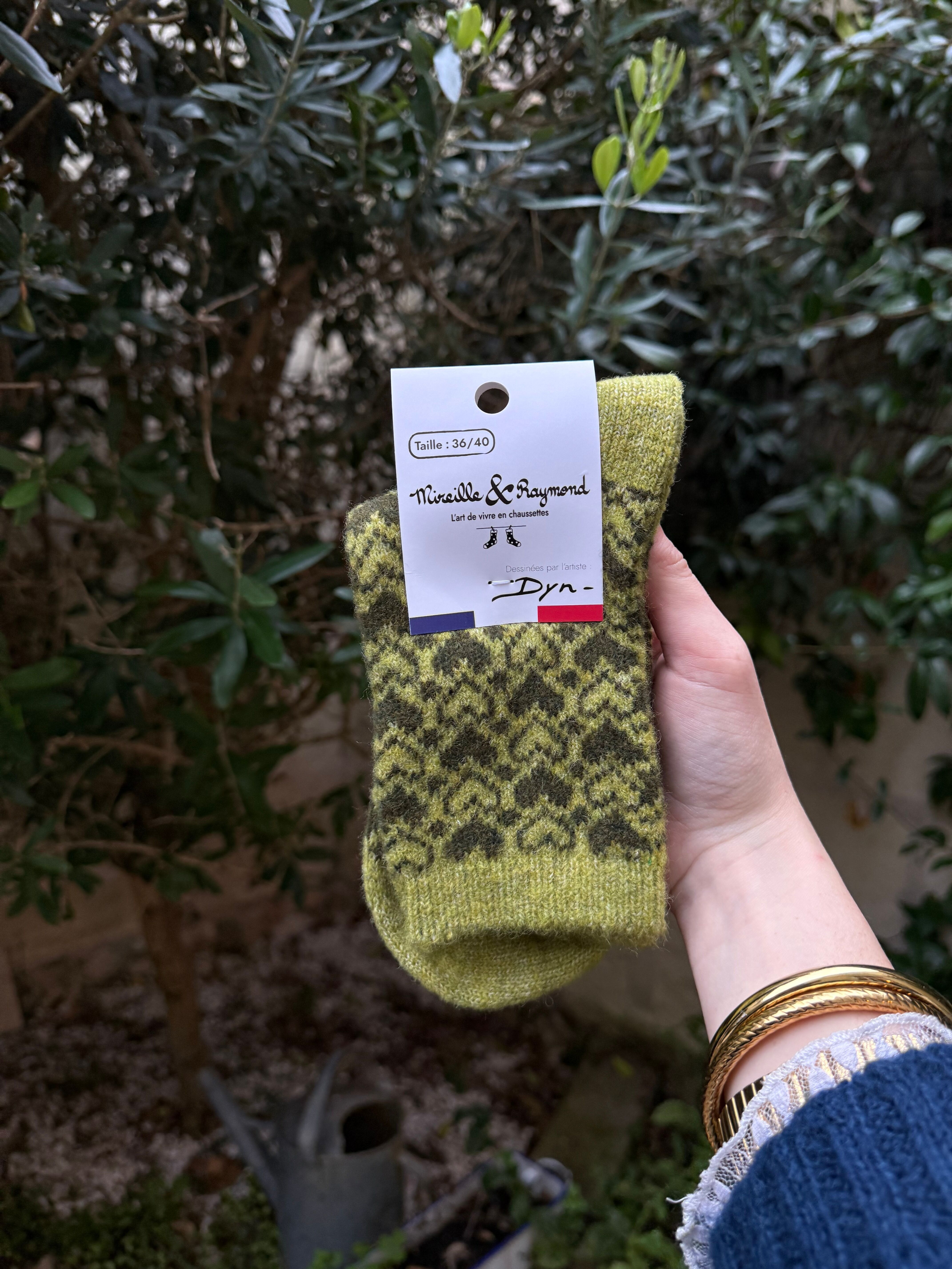 Calzini invernali in jacquard a cuore con lana merino