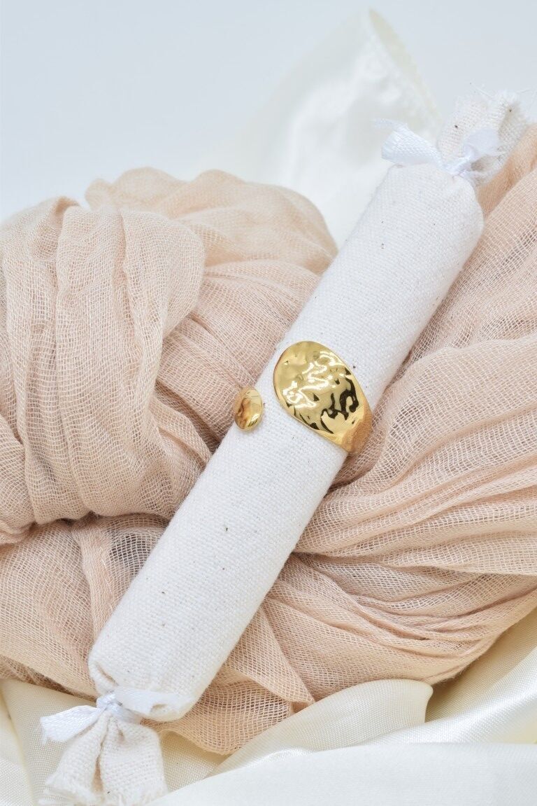 Anello in acciaio inox effetto martellato - BG310274OR