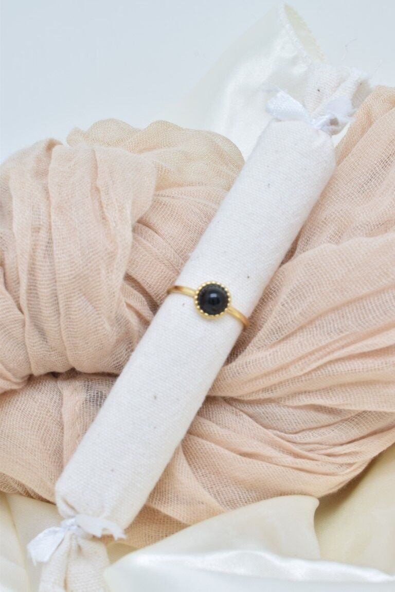 Anello in agata nera in acciaio inossidabile - BG310279OR-NO