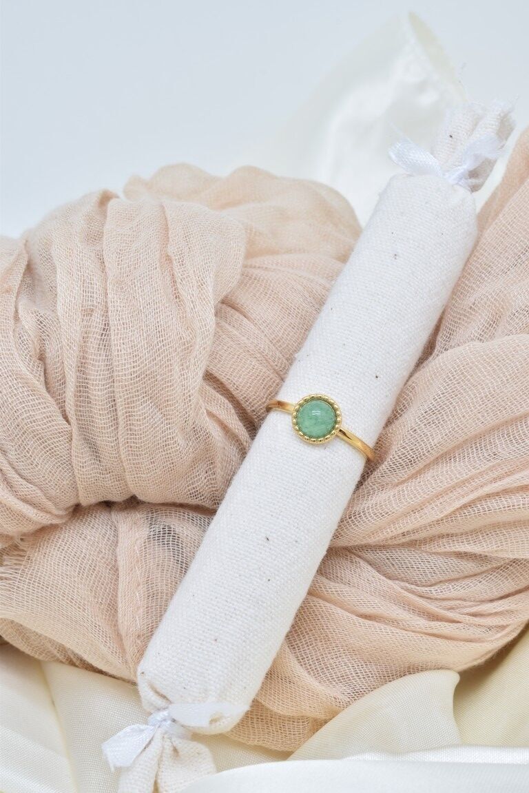 Anello in acciaio inossidabile con avventurina - BG310279OR-VR