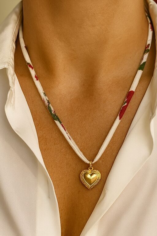 Ribbon and heart bracelet or necklace - Hridaya