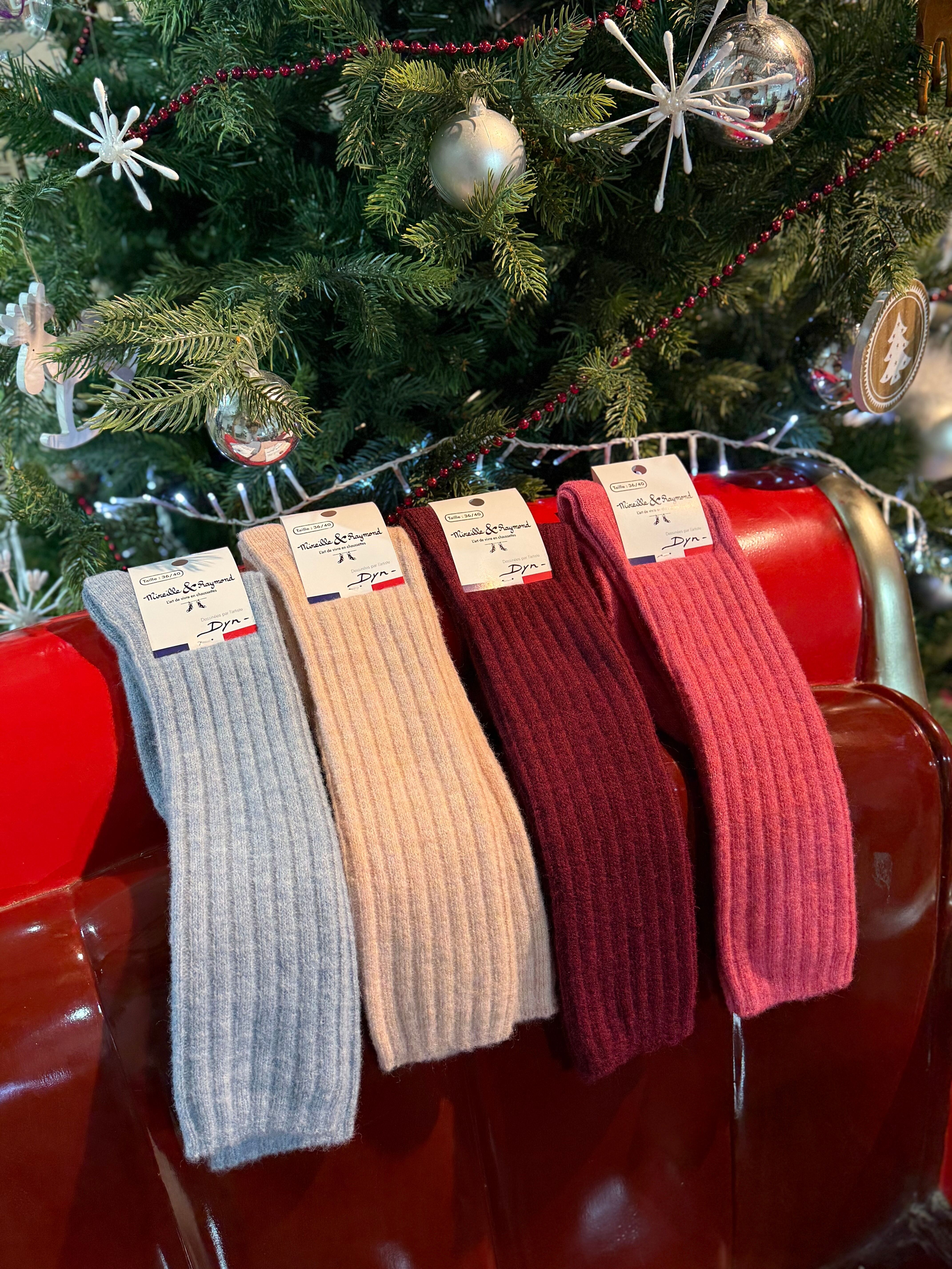 Calzini lunghi fino al ginocchio a coste con lana Merino