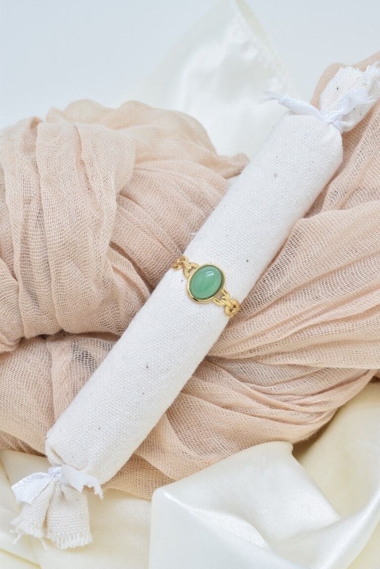 Bague aventurine en acier inoxydable - BG310280OR-VR