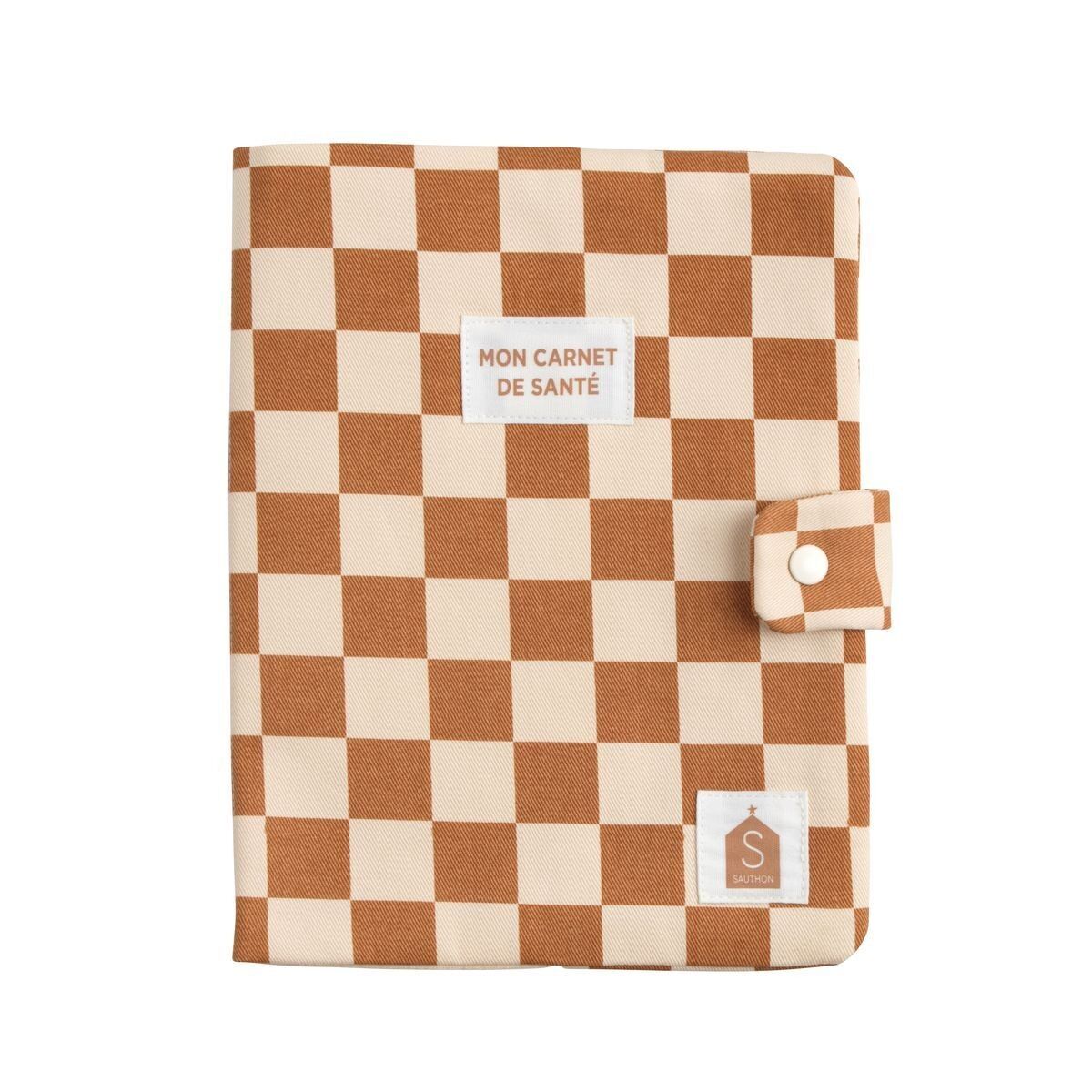Protège carnet de santé damier en coton 