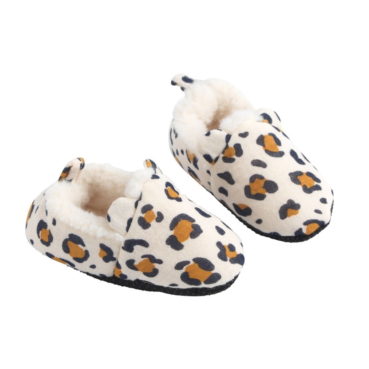 Chaussons bébé fourrés imprimé léopard