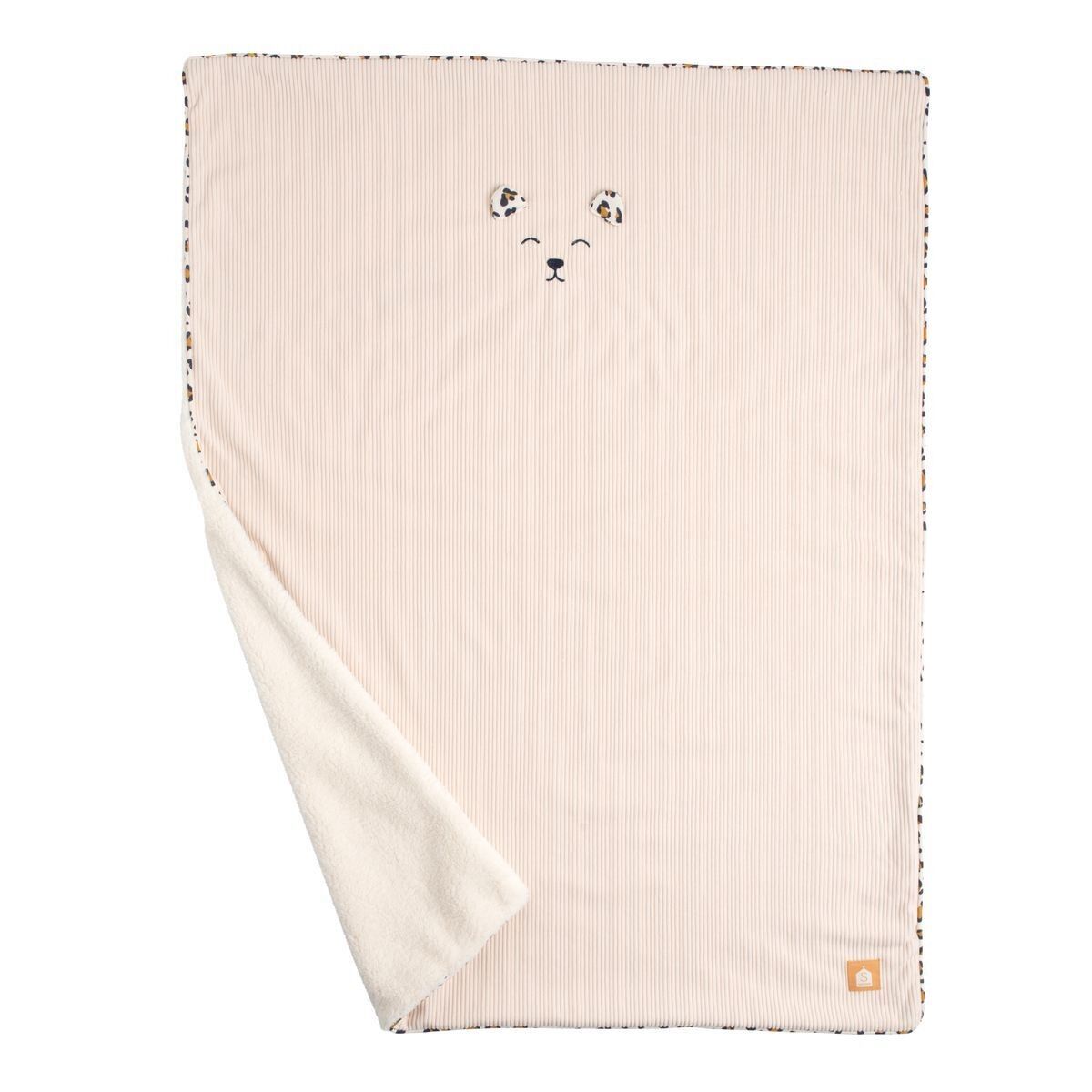 Couverture bébé en velours cotelé et sherpa