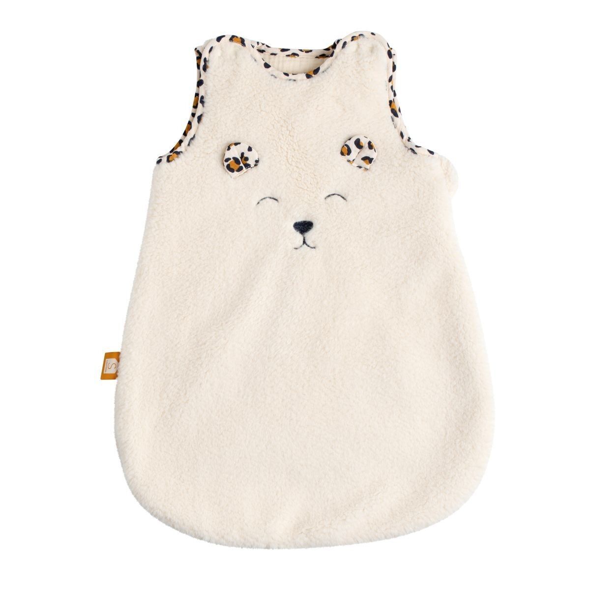 Gigoteuse bébé naissance hiver en sherpa et détails léopard