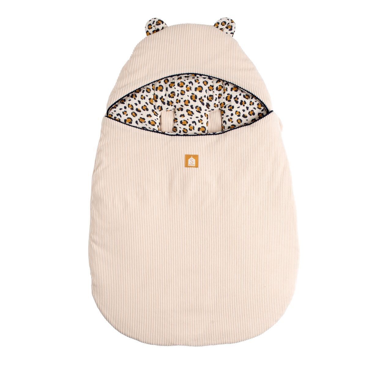 Nid d'ange bébé 5 attaches en velours côtelé et intérieur gaze de coton