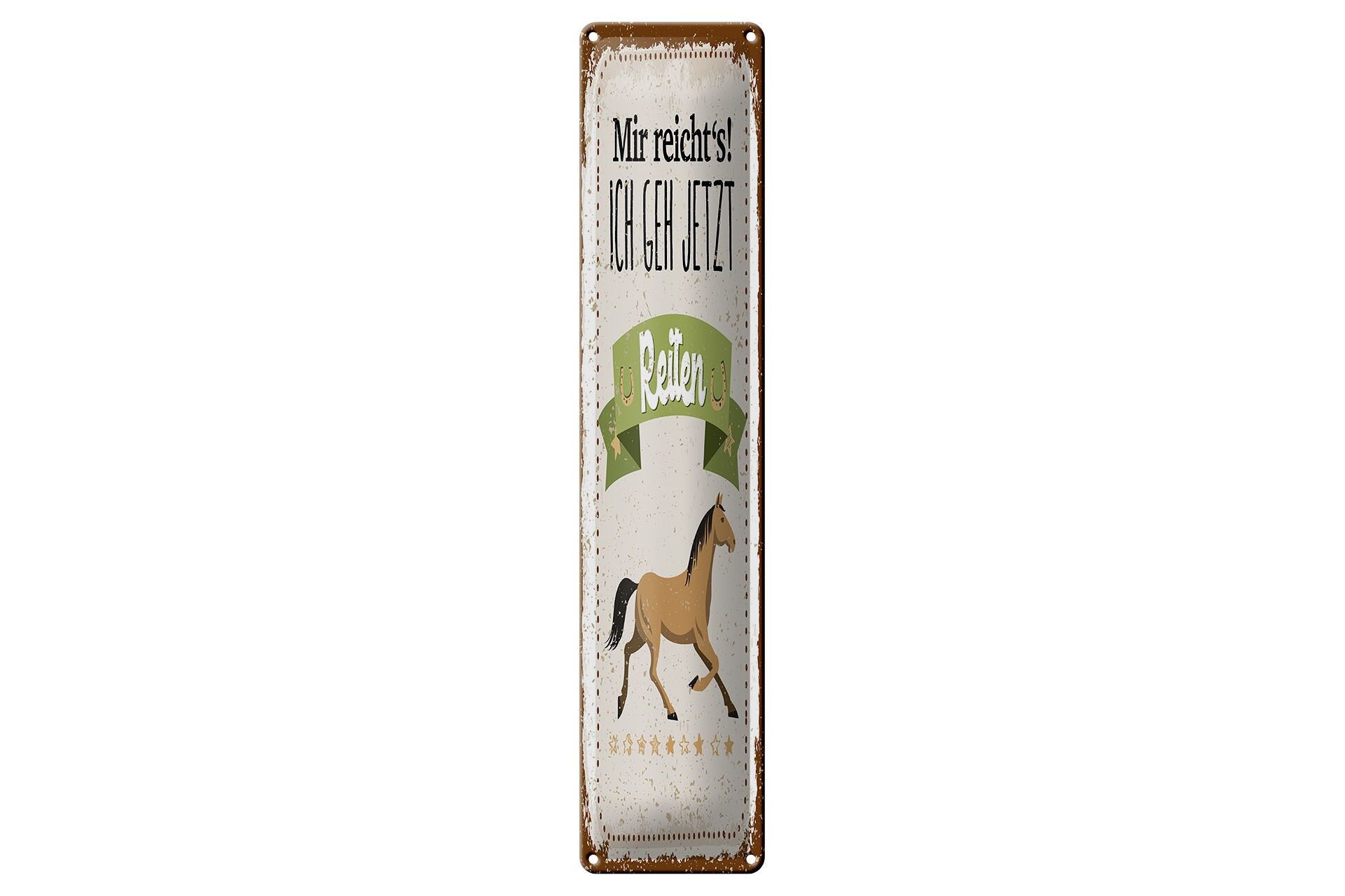 Cartello decorativo in metallo con scritta "Ne ho abbastanza, ora vado a cavallo" 46x10 cm