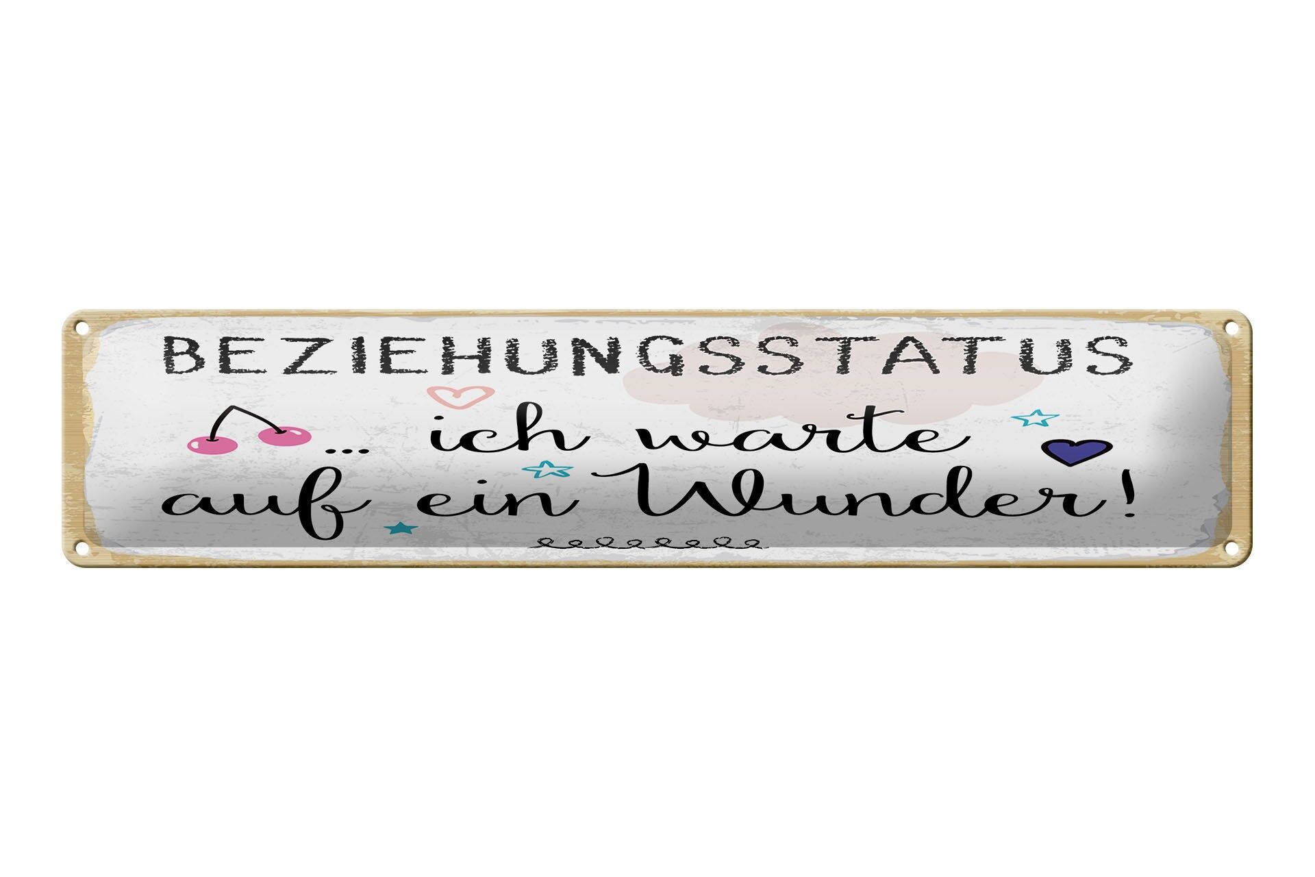 Cartello in metallo con scritta, 46x10 cm, stato della relazione: Aspetto un miracolo.