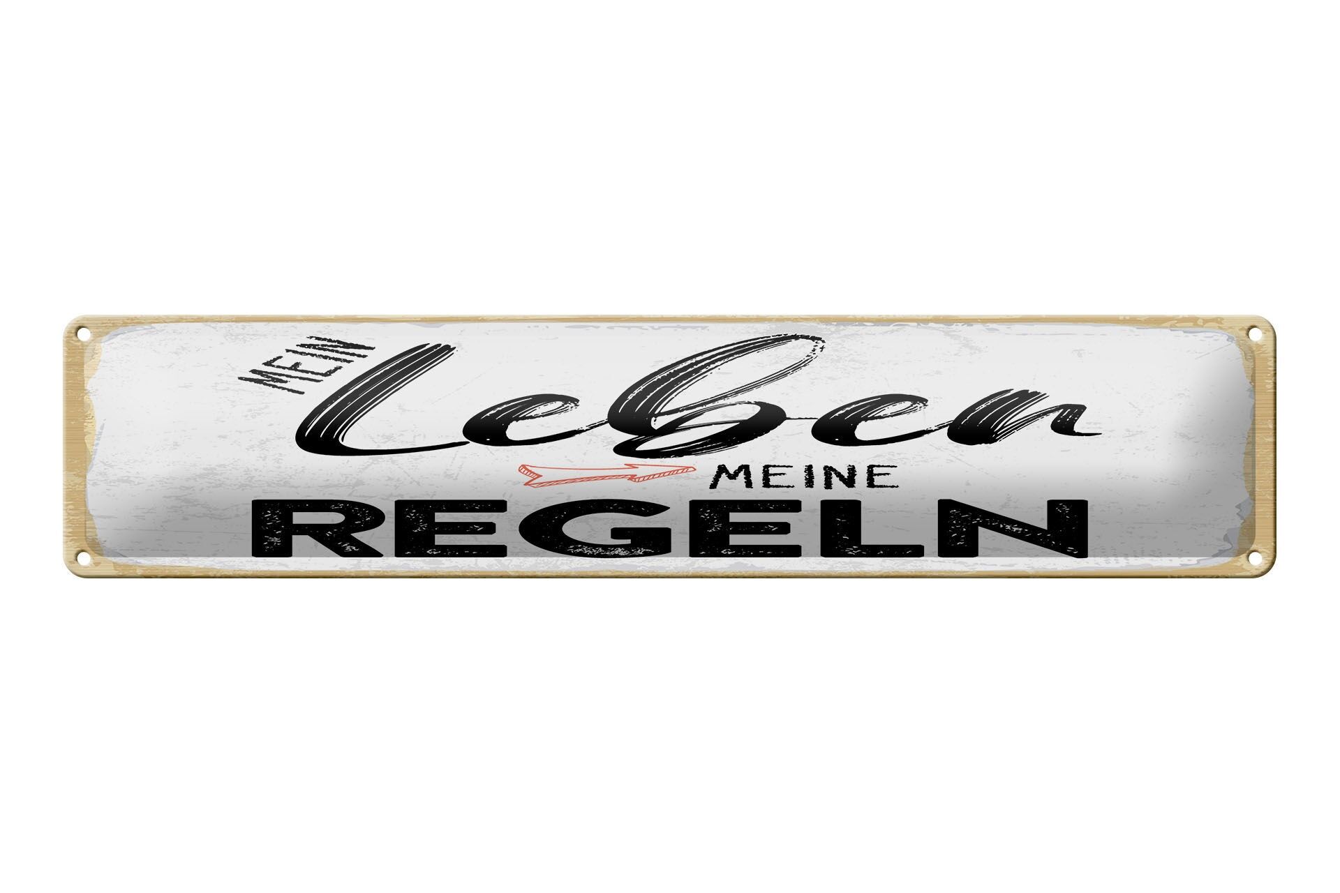 Cartello in metallo con scritta, 46x10 cm: La mia vita, le mie regole, cartello decorativo