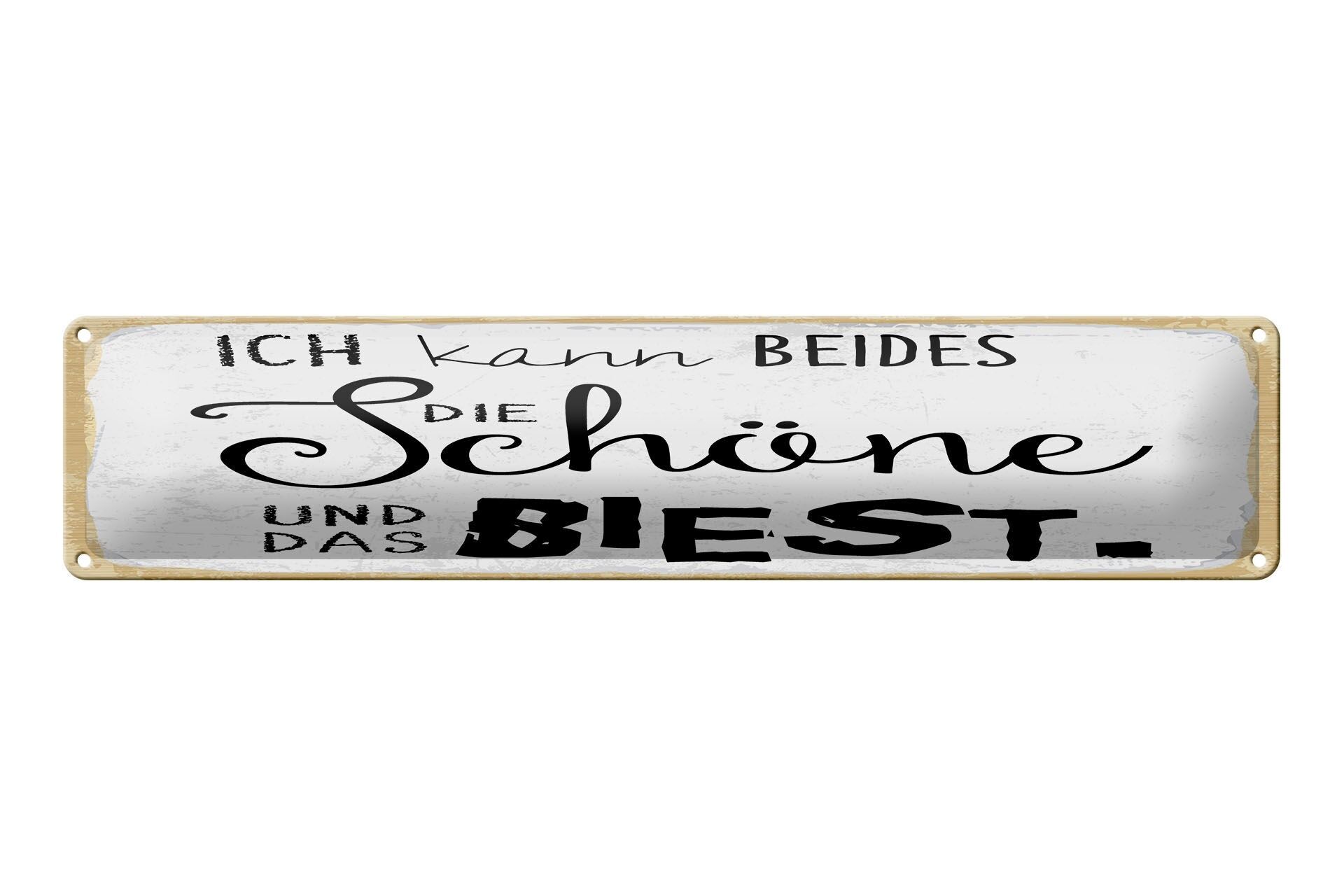 Cartello in metallo con scritta, 46x10 cm: Posso fare entrambe le cose, La Bella e la Bestia. Cartello decorativo.