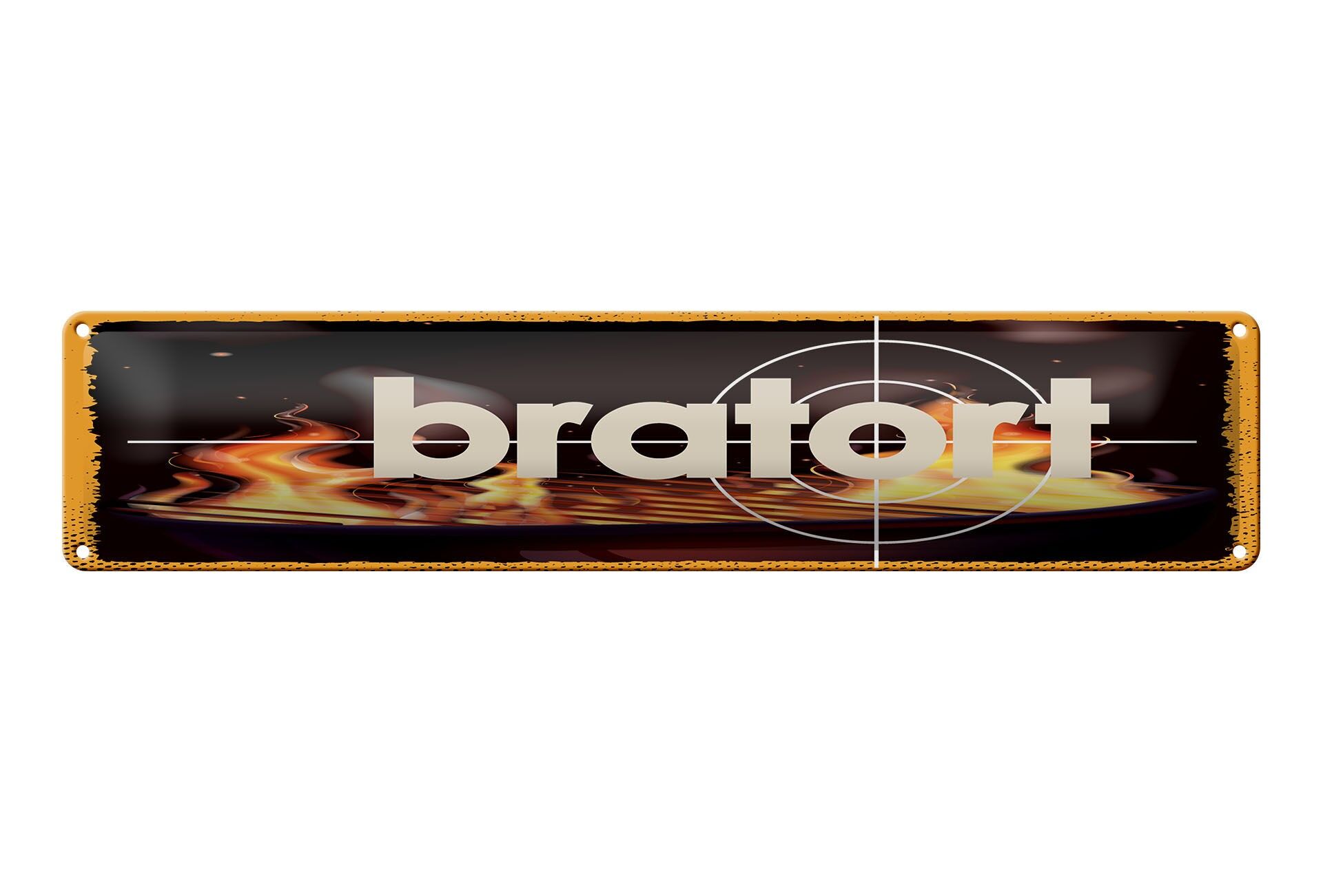 Cartello in metallo con scritta, 46x10 cm, cartello decorativo per barbecue e fuoco