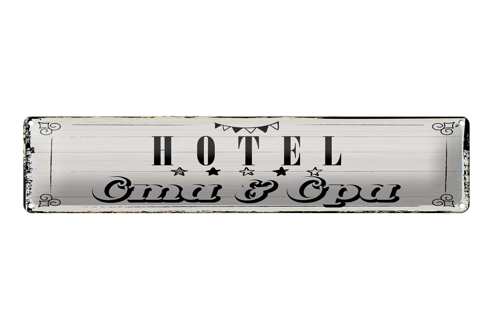 Insegna in metallo, 46x10 cm, Hotel Grandma and Grandpa, insegna decorativa