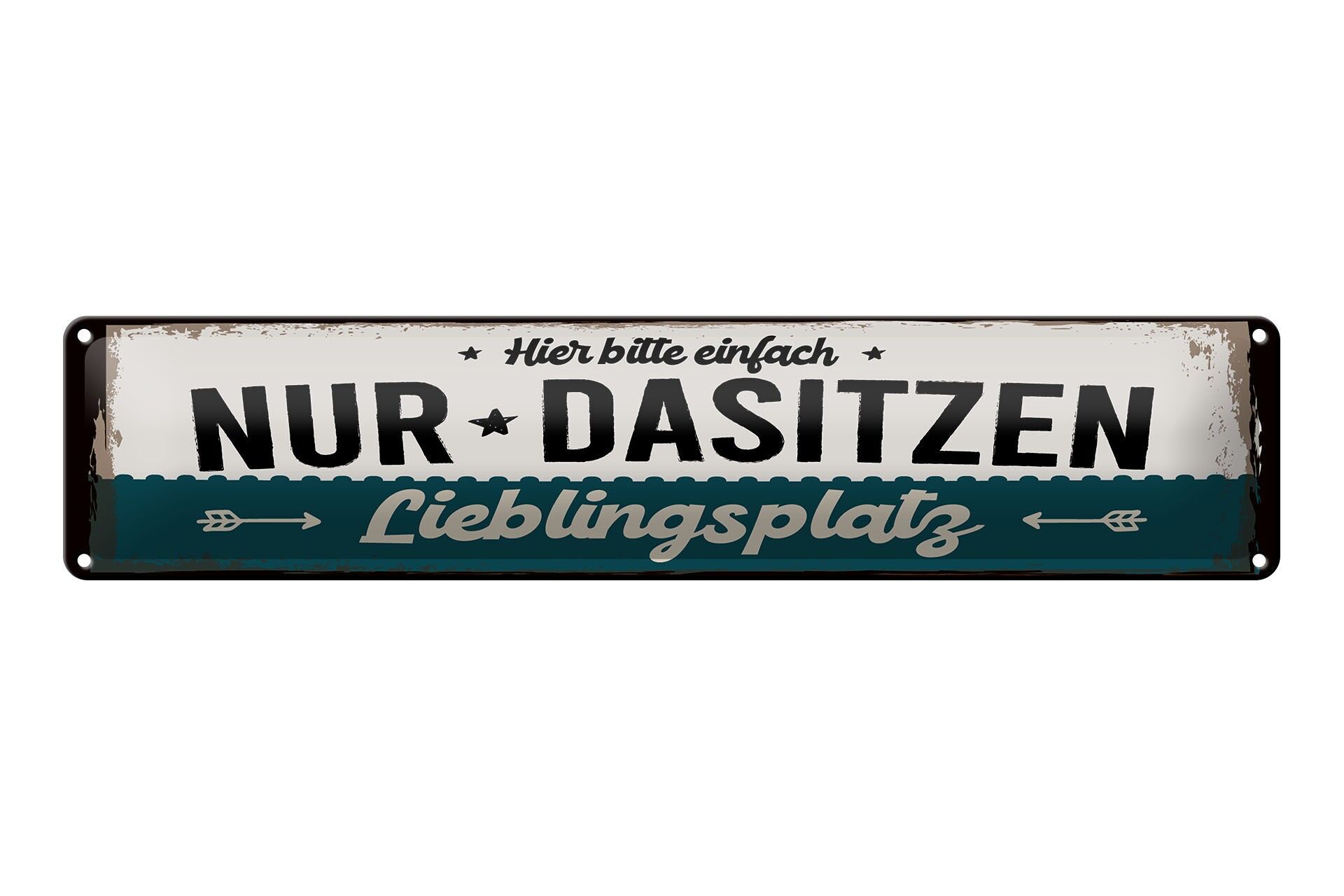 Cartello in metallo con scritta, 46x10 cm: Posto preferito, per favore siediti qui.