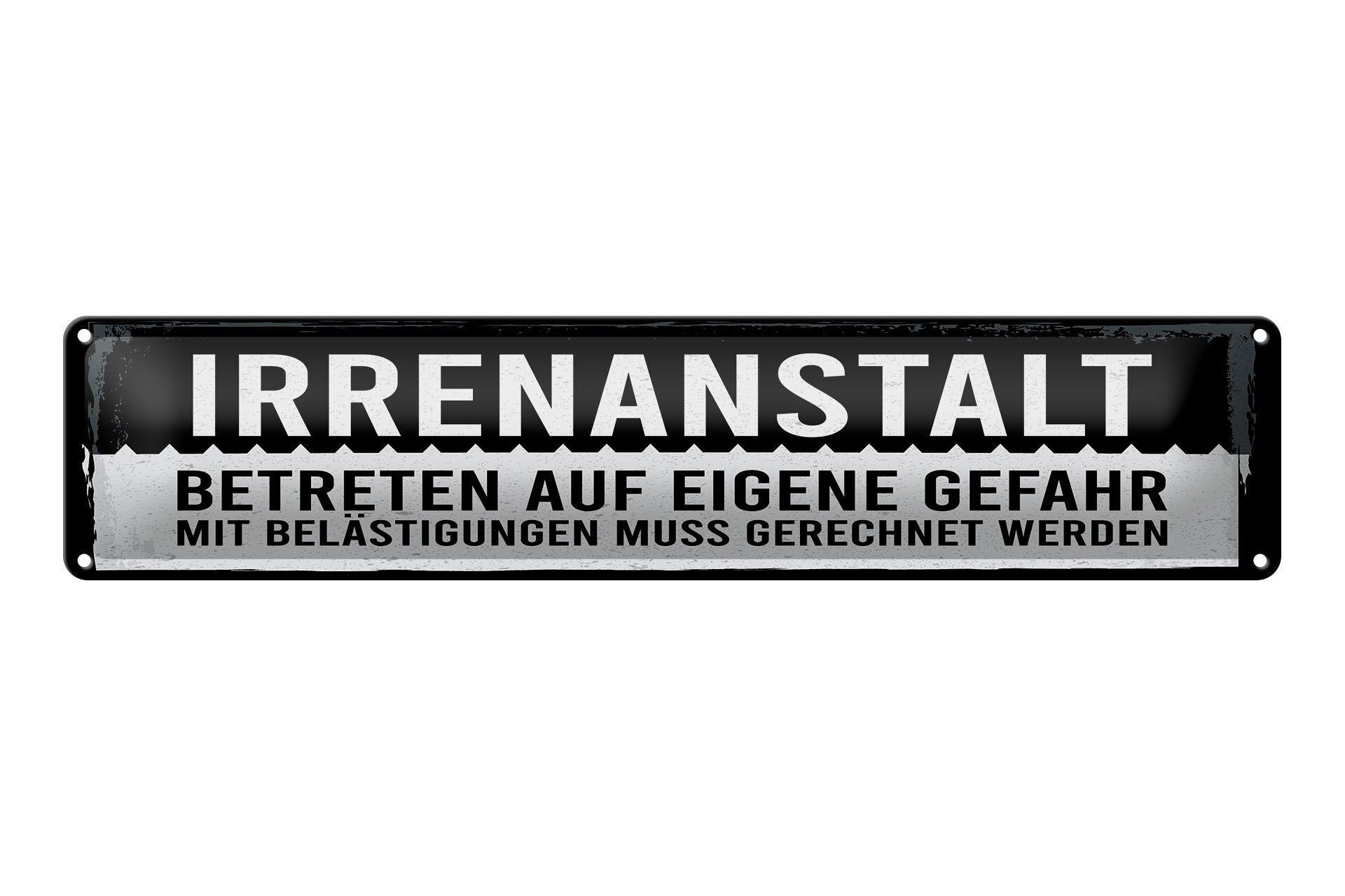 Cartello in metallo, 46x10 cm, avviso: Asilo - Entrare a proprio rischio e pericolo - Cartello decorativo