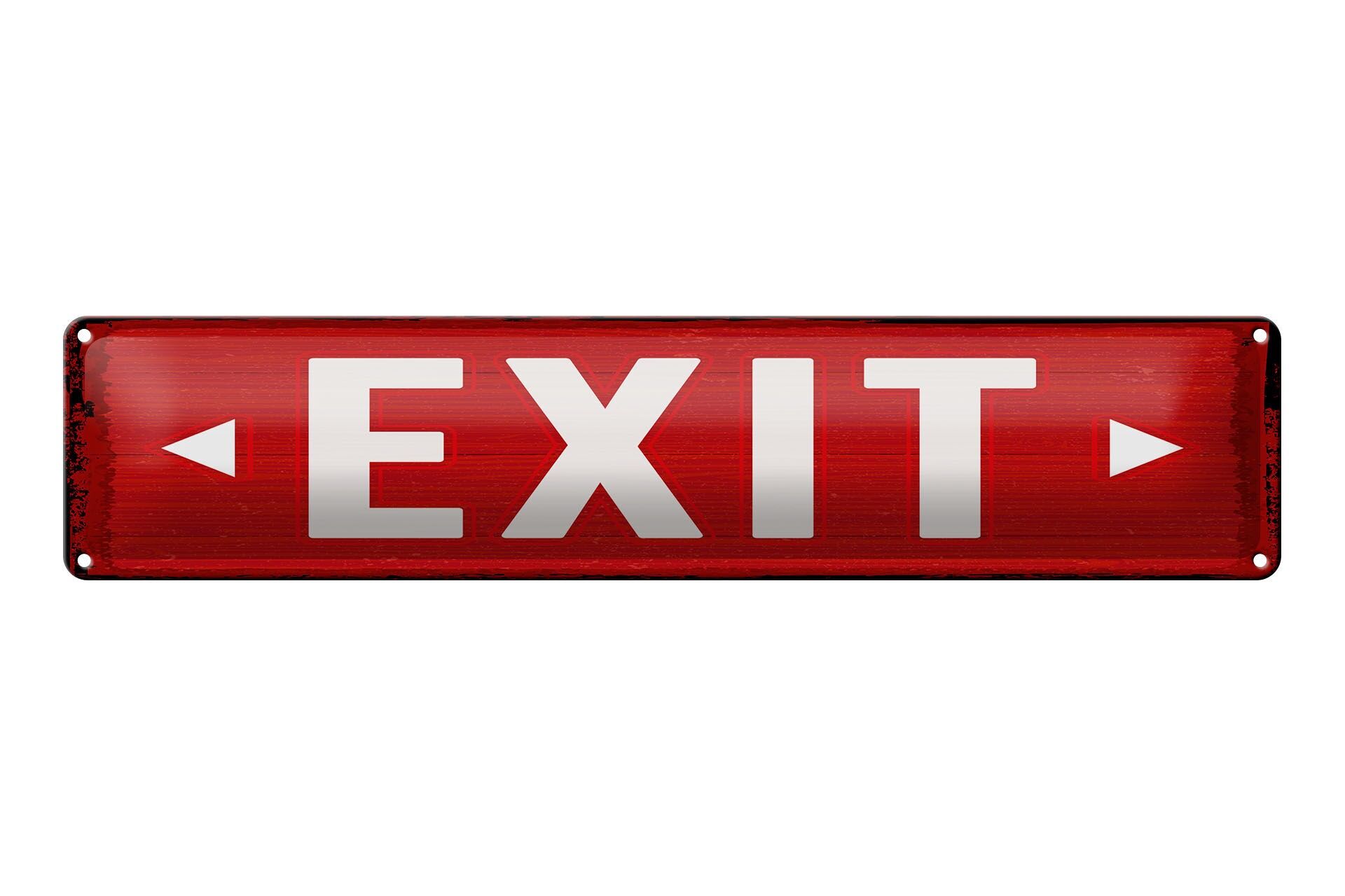 Cartello in metallo, avviso, 46x10 cm, freccia di uscita a sinistra e a destra, cartello decorativo rosso