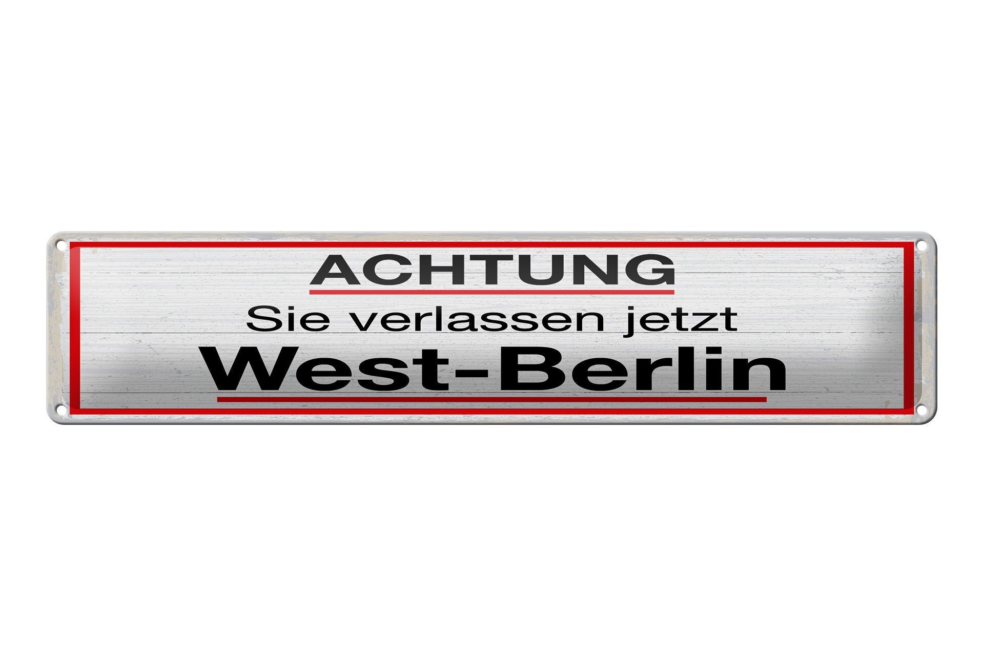 Cartello in metallo, 46x10 cm, attenzione: state lasciando Berlino Ovest, cartello decorativo