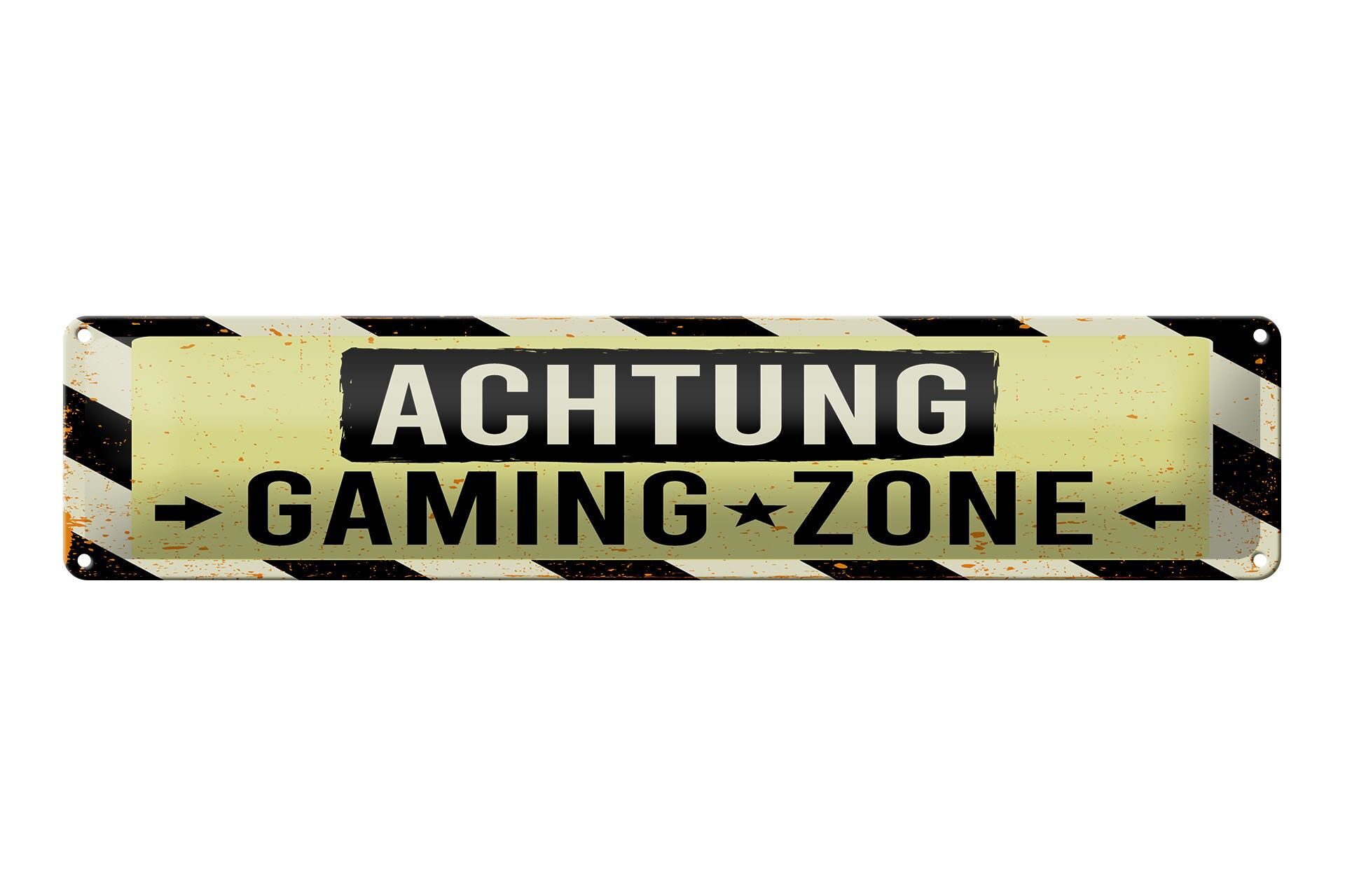 Cartello in metallo, avvertimento, 46x10 cm, "Attenzione zona di gioco", cartello decorativo